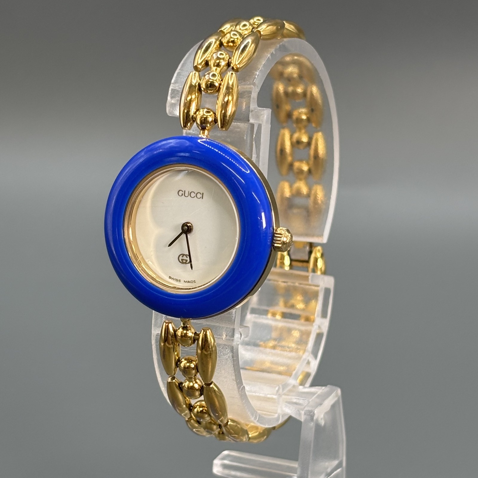 [Excellent+5] GUCCI Change Bezel 11/12 Gold Quartz Ladies Watch New Battery