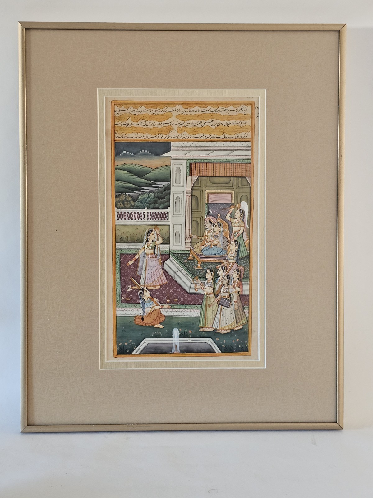 Indian Painting Of Mughal King Akbar & Queen Enjoying Music & Dance 7.5x11 Inch Indian Painting Of Mughal King Akbar & Queen Enjoying Music & Dance 7.5x11 Inch
