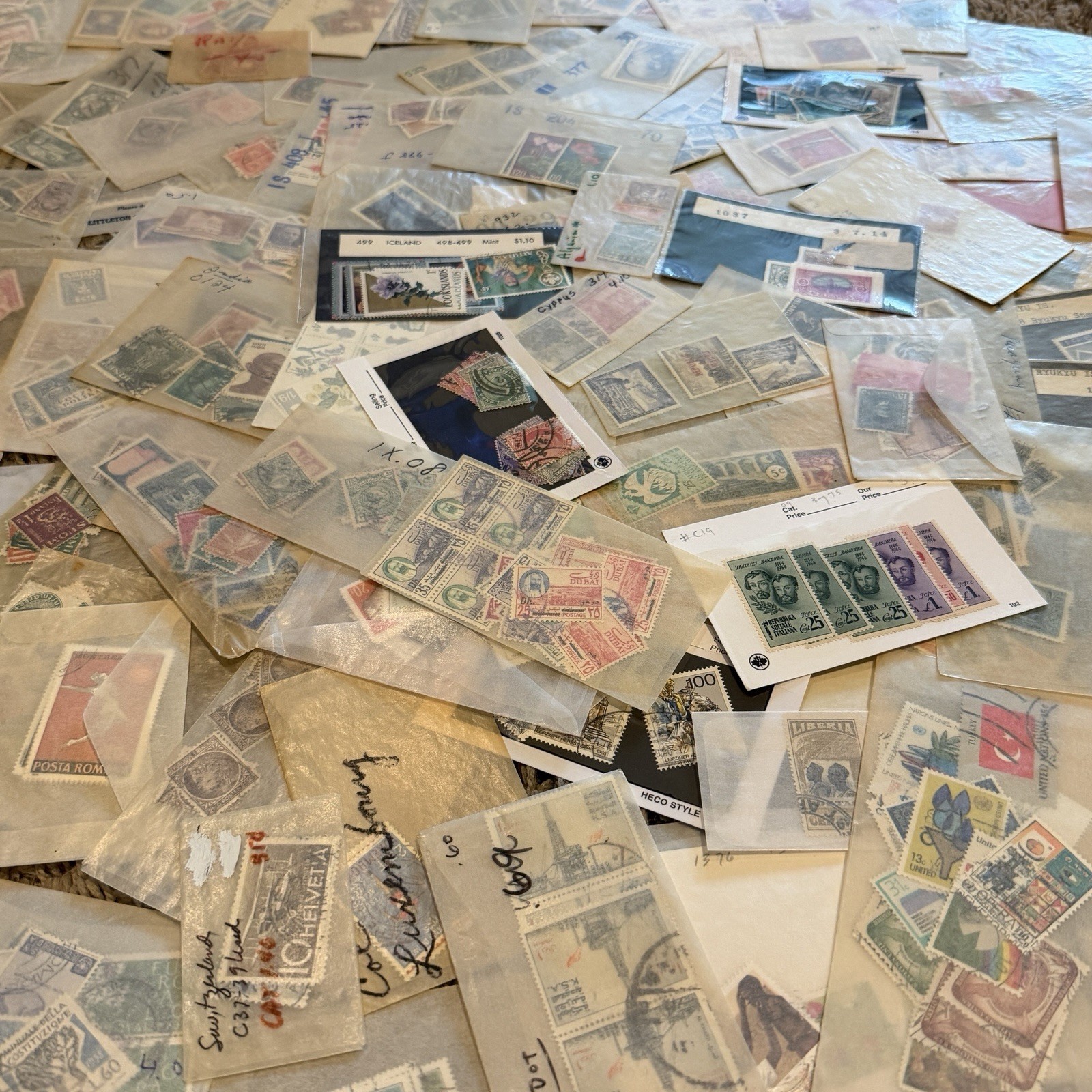 MASSIVE WORLDWIDE STAMP COLLECTION GLASSINES MINT USED OVERPRINT VINTAGE ESTATE