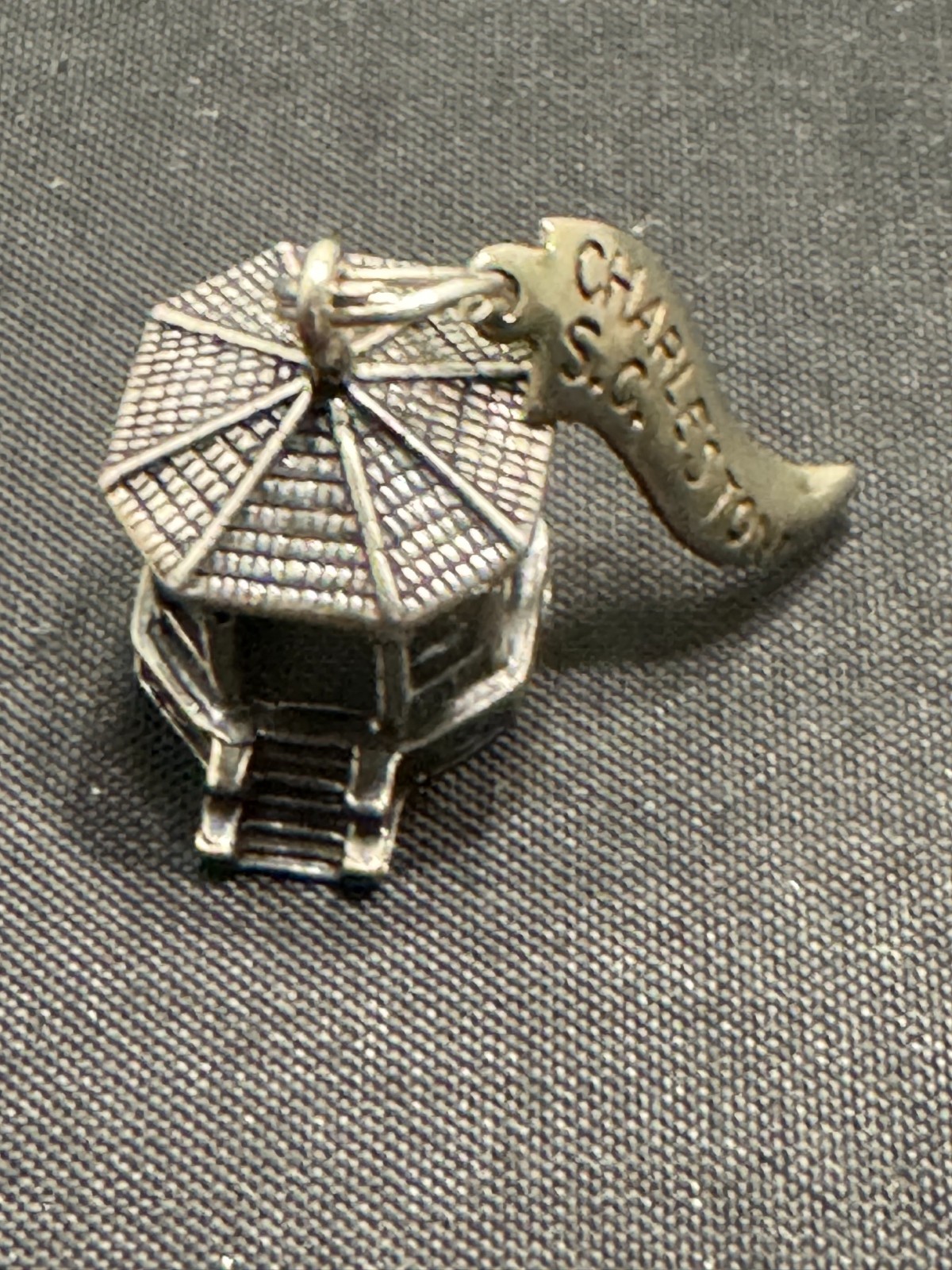 F-163 Vintage Sterling Silver Charleston, SC White Point Garden Gazebo 3-D charm