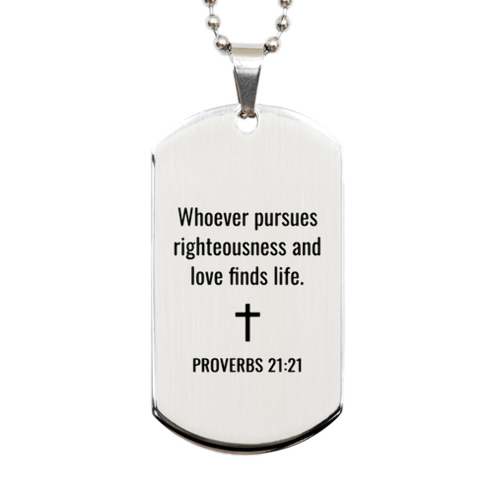 Proverbs 21:21 Necklace - Pursue Righteousness and Love Christian Gift - Bible V