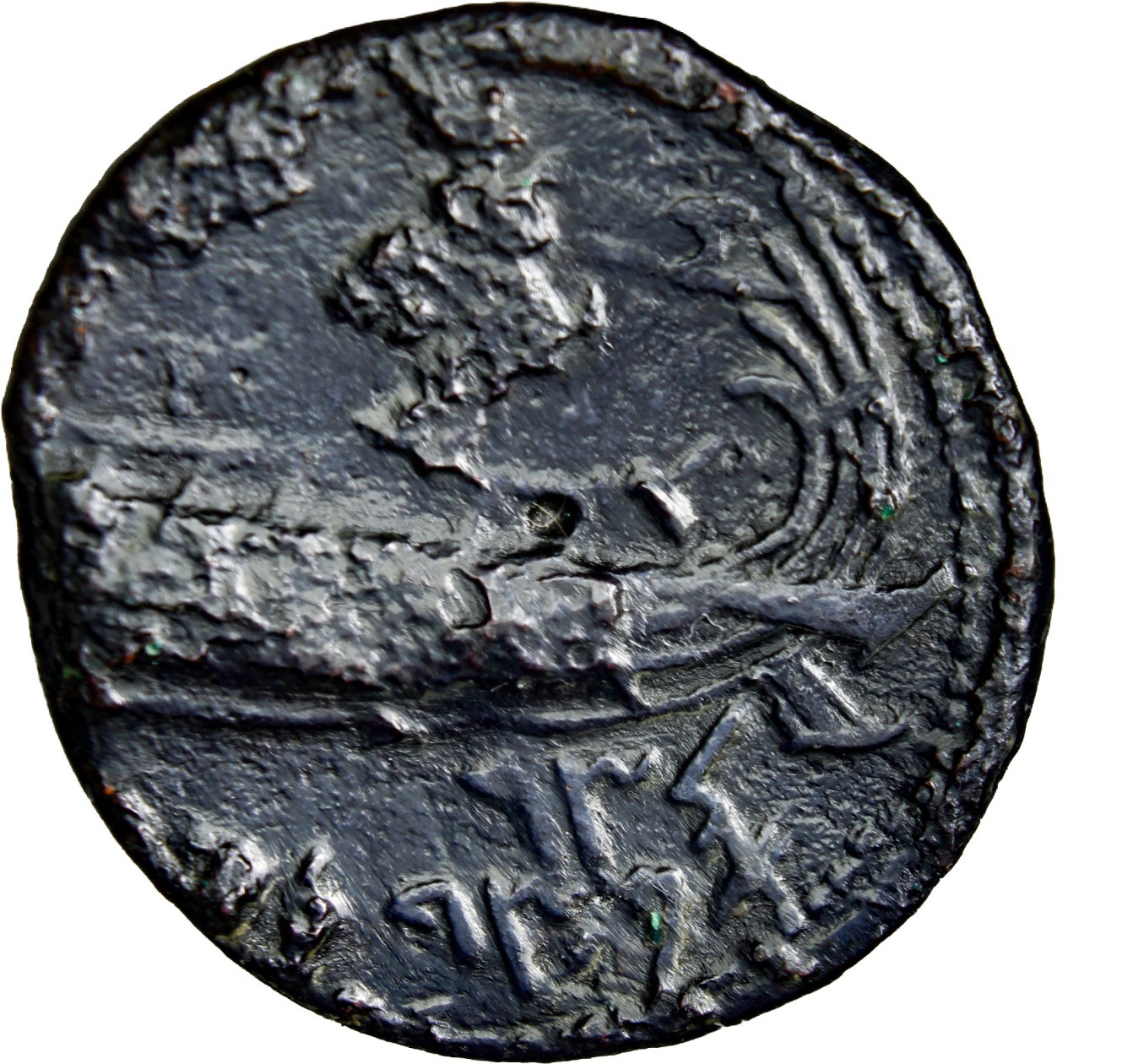 SCARCE SELEUKID KINGS Galley. Antiochos IV Epiphanes. 187-175 BC. Æ 21mm wCOA