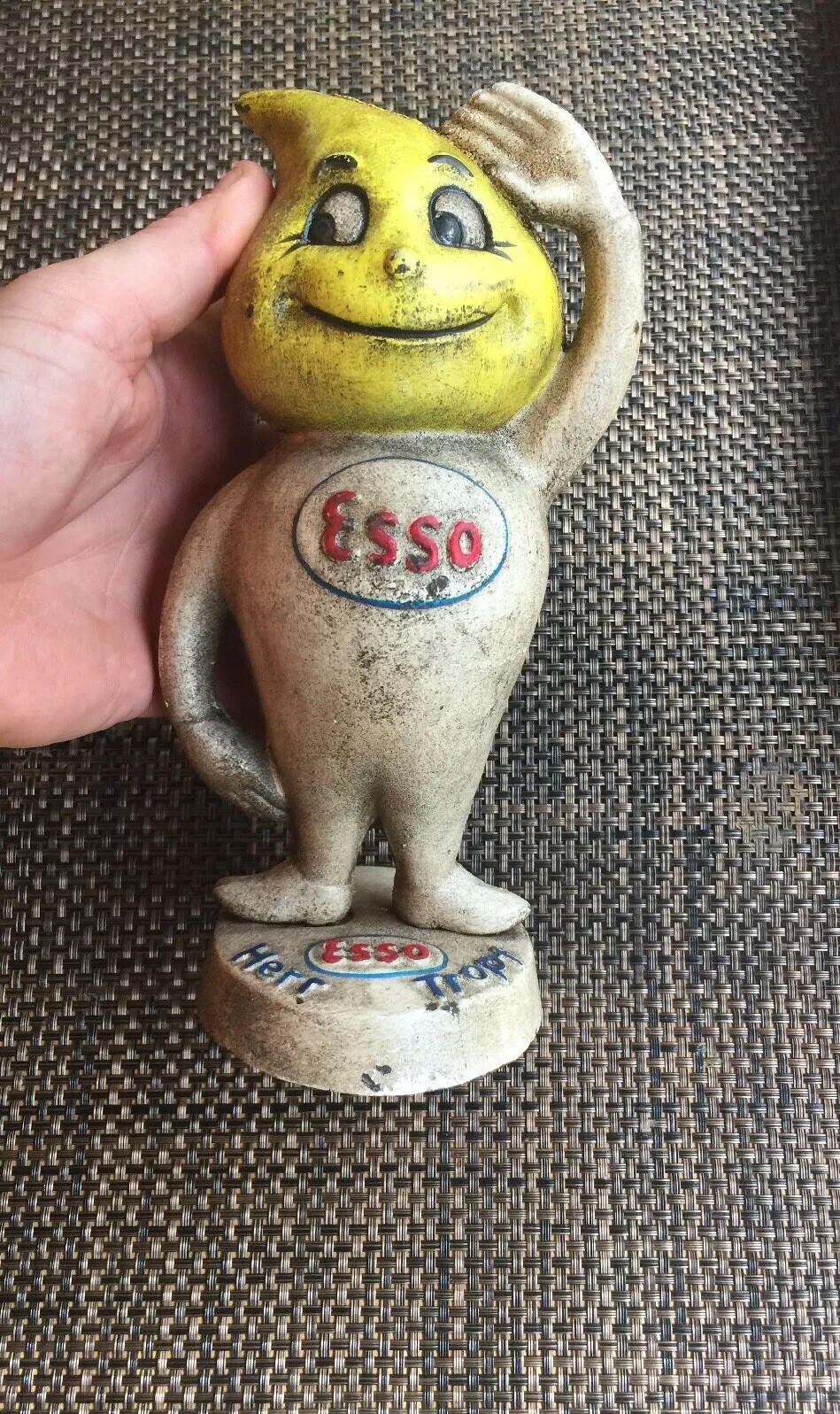 Cast Iron Esso Piggy Bank Oil Gas Station Coal Collector 3+LB Herr Tropf Garage