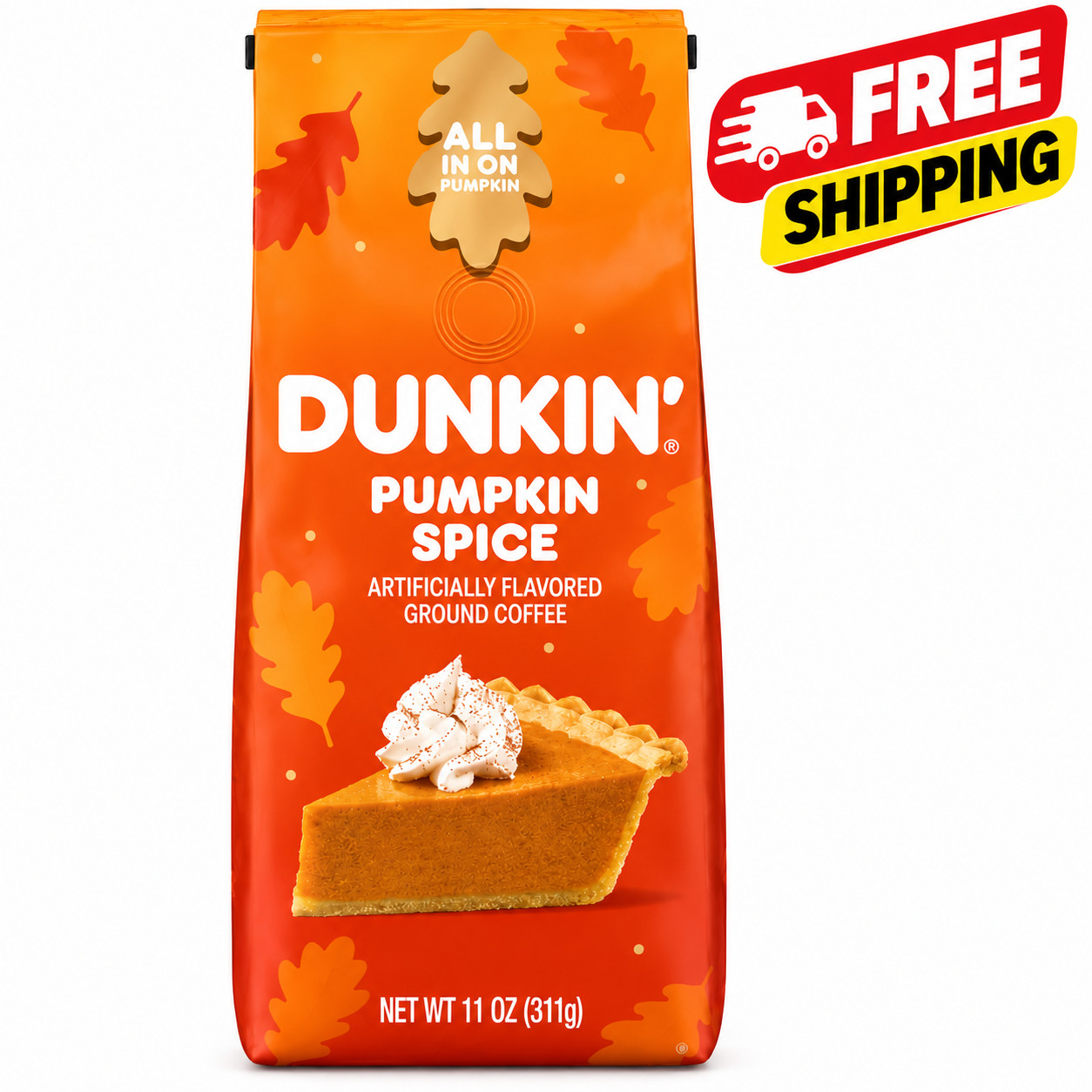 Dunkin’ Pumpkin Spice Artificially Flavored Ground Coffee, 11 oz Bag