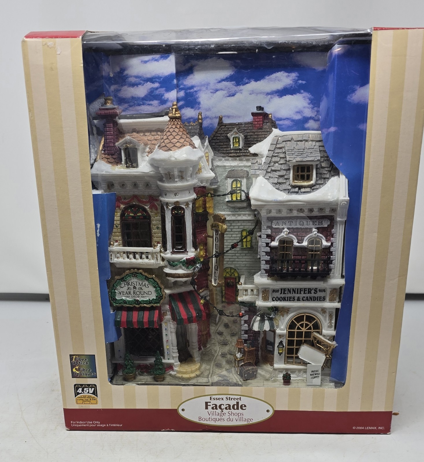 New Vintage Lemax Essex Street Facade Village Shops Lighted 45094 Christmas