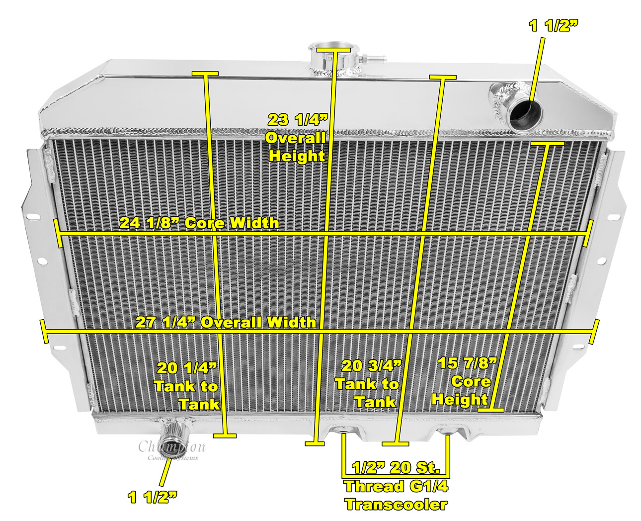 1958-1974 American All Aluminum 3 Row Core KR Champion Radiator