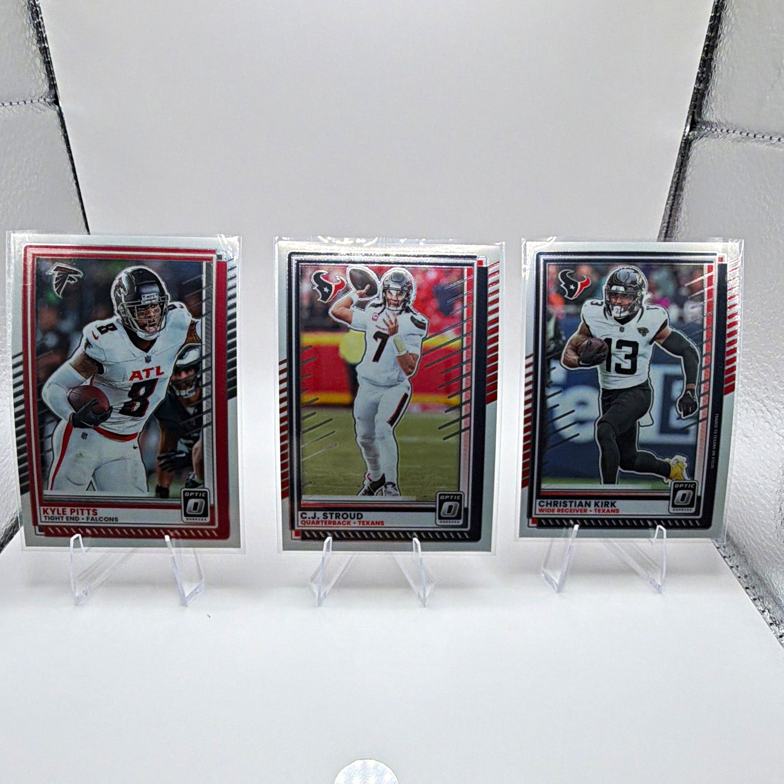 2024 Donruss Optic NFL Football Card Lot (3) Kyle Pitts C.J. Stroud Kirk 2024 Donruss Optic NFL Football Card Lot (3) Kyle Pitts C.J. Stroud Kirk