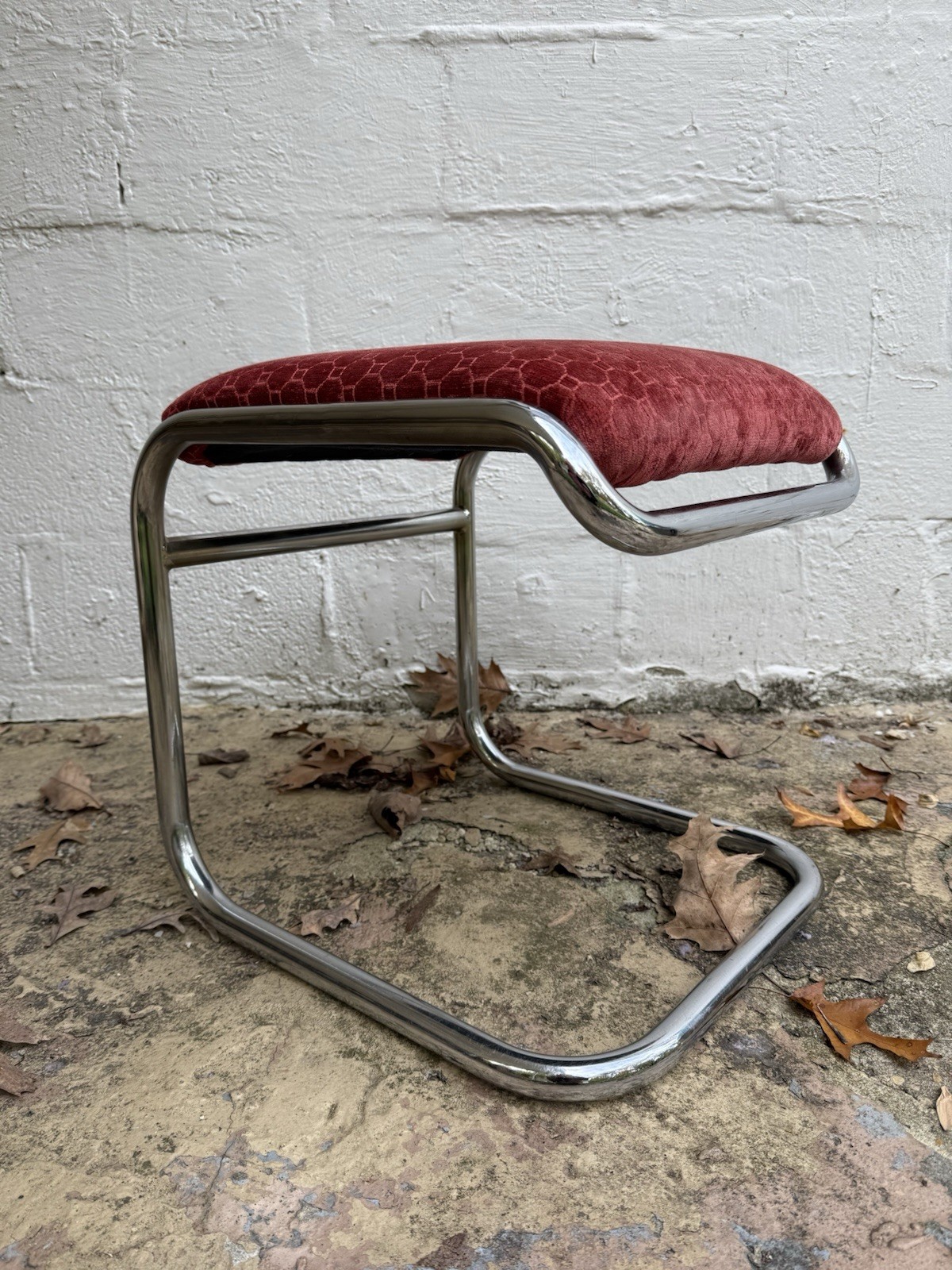 Anton Lorenz Thonet Tubular Cantilever Footstool Stool Chrome MCM Cesca Breuer Anton Lorenz Thonet Tubular Cantilever Footstool Stool Chrome MCM Cesca Breuer