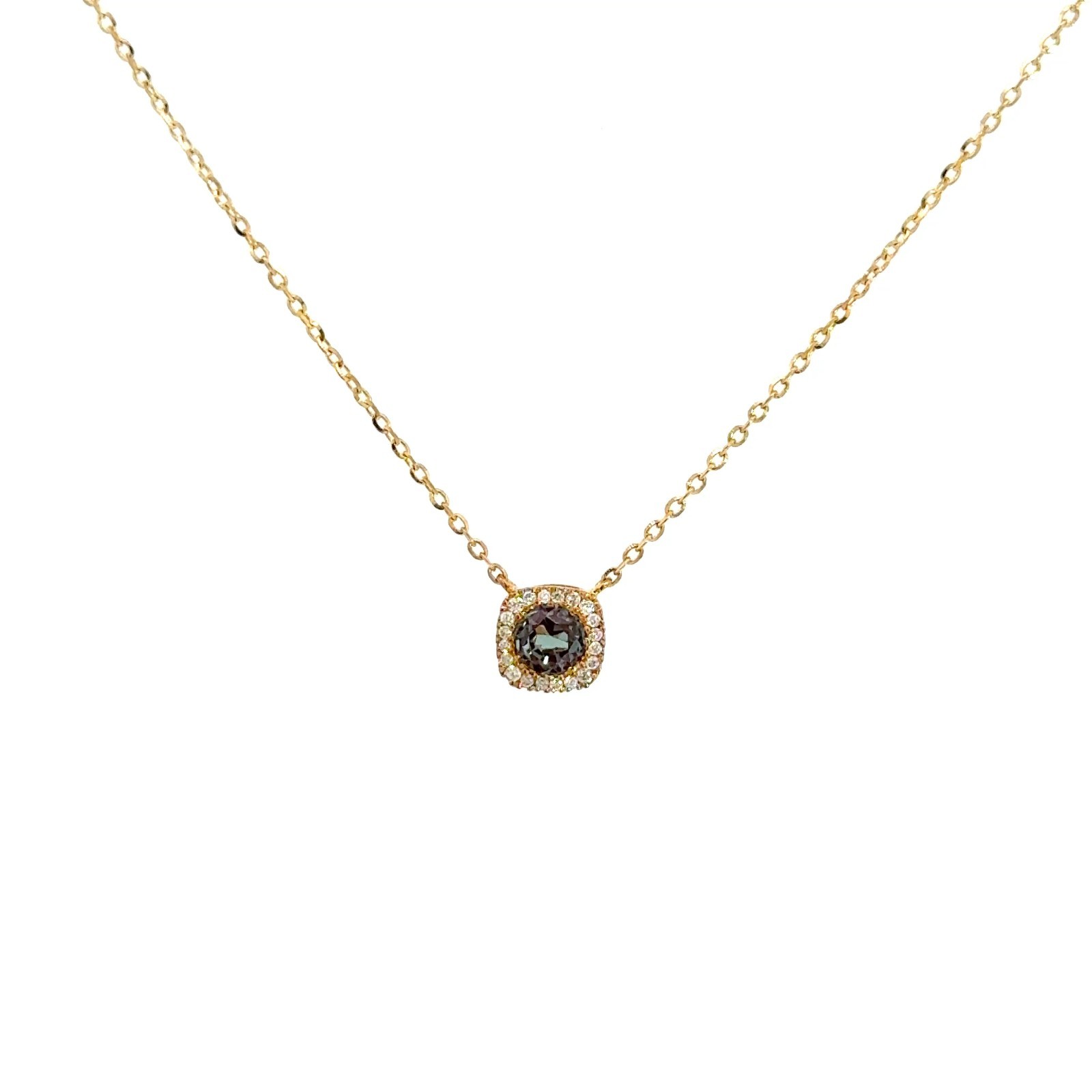 Syn. Alexandrite Birthstone Of June 14k Yellow Gold Necklace Syn. Alexandrite Birthstone Of June 14k Yellow Gold Necklace