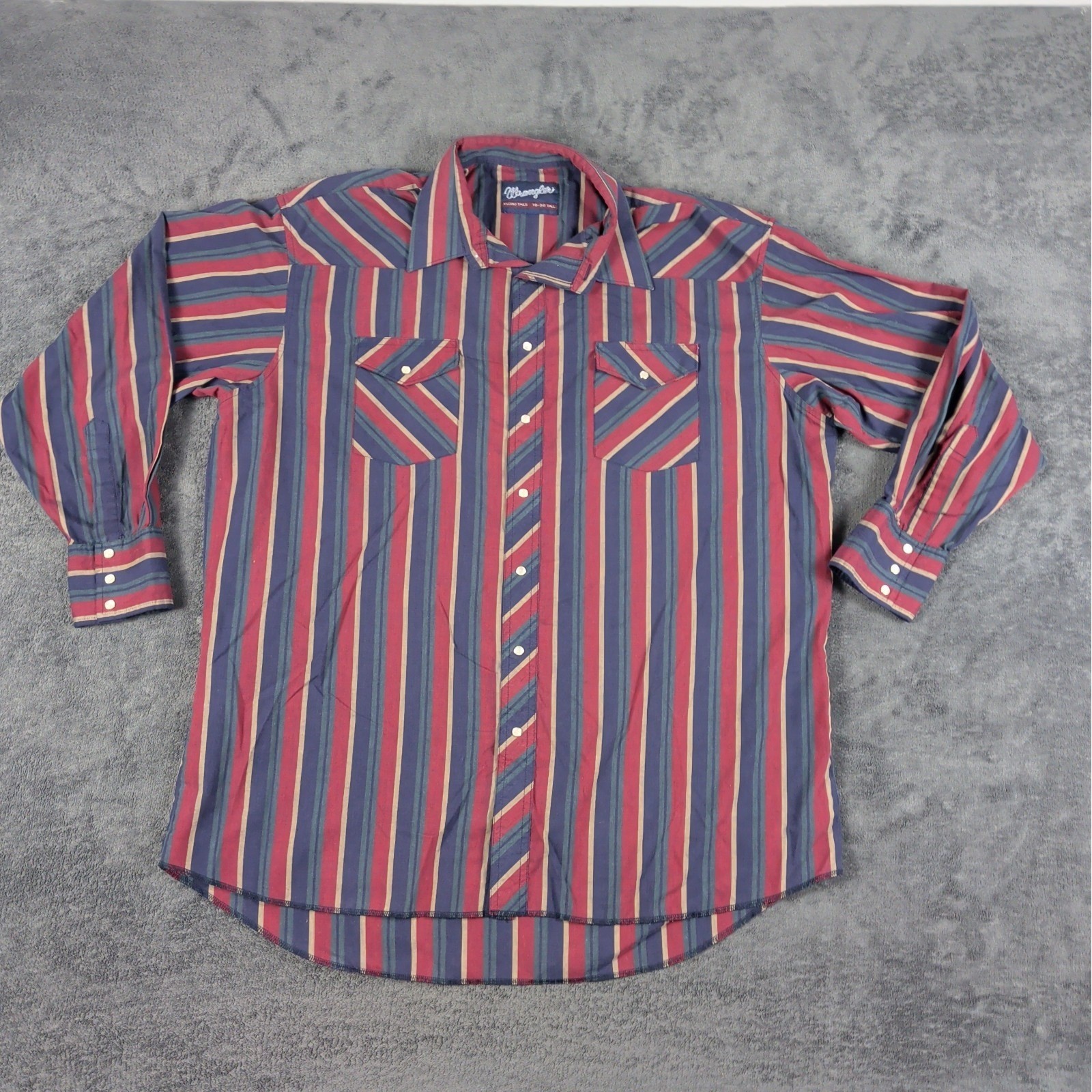 Wrangler Pearl Snap Shirt Mens 18-36 TALL X Long Tails Long Sleeve Wrangler Pearl Snap Shirt Mens 18-36 TALL X Long Tails Long Sleeve