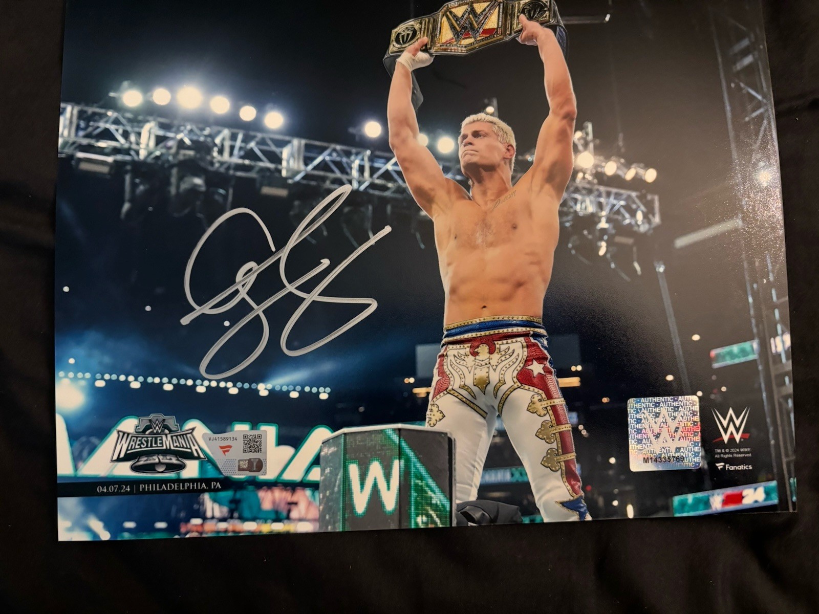 CODY RHODES SIGNED WWE WRESTLEMANIA PHOTO FILE 8 X 10 FANATICS AUTHENTIC