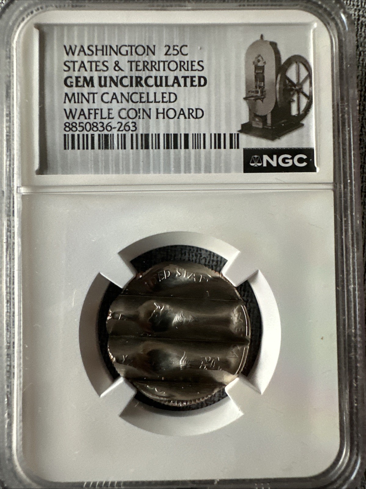 NGC Gem Uncirculated Mint Cancelled Waffle Quarter Washington 25C States Error