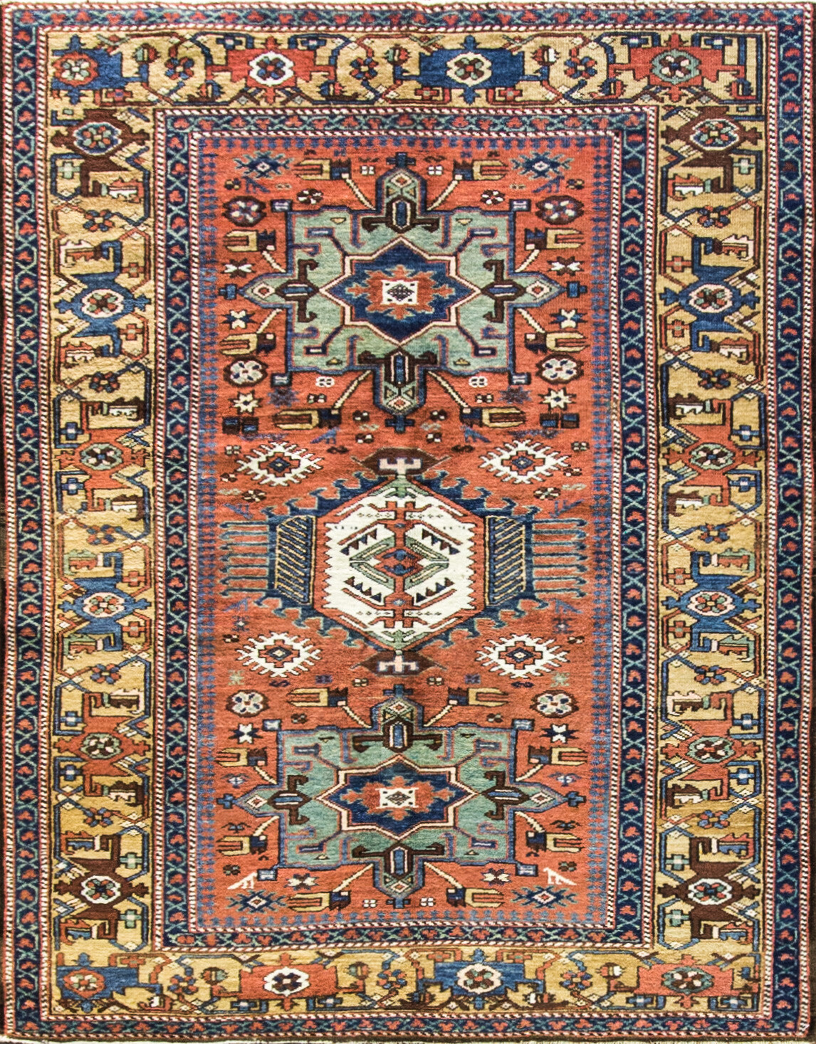  Antique Karaja Heriz Serapi Rug 5'2
