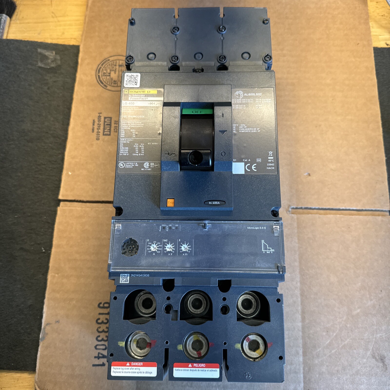 NEW TAKEOUT SQD LGL36400CU33X 400A 3 P 100% RATED  Circuit Breaker