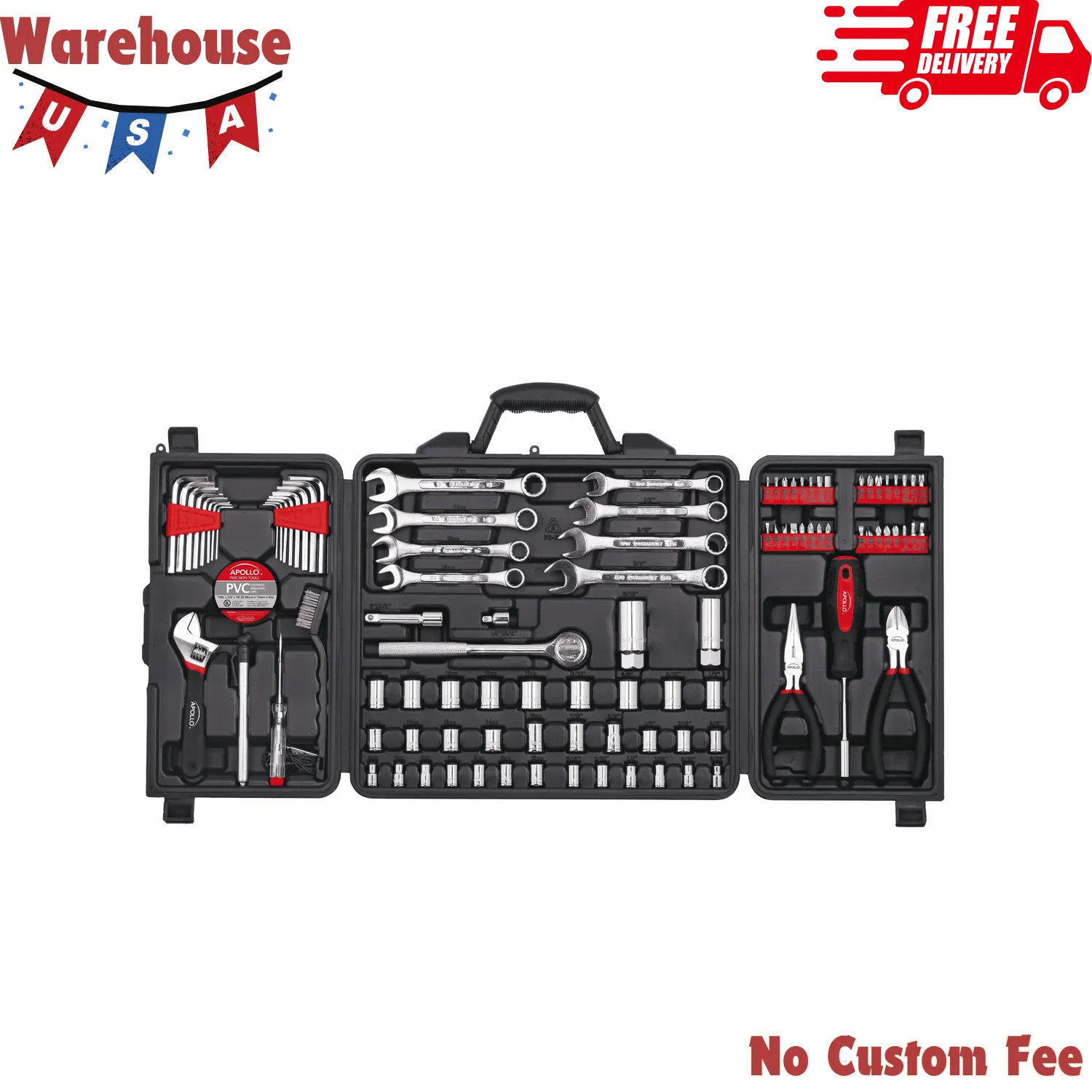 101 Piece Mechanic Tool Set SAE and Metric for Vehicle Home and Roadside Repair 101 Piece Mechanic Tool Set SAE and Metric for Vehicle Home and Roadside Repair