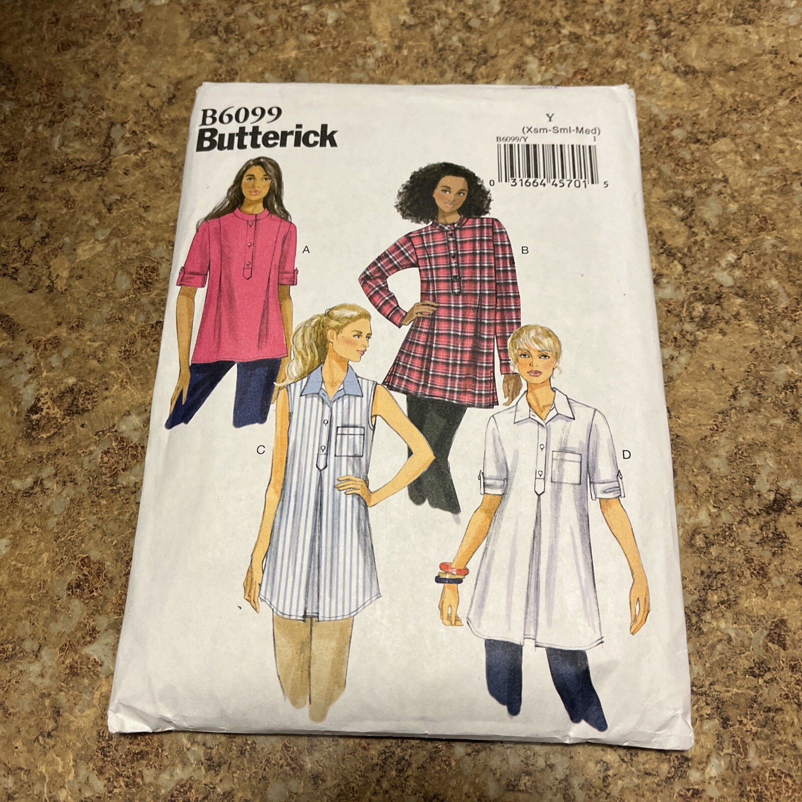 Butterick 6099 Sewing Pattern Misses Tops Size XS S M