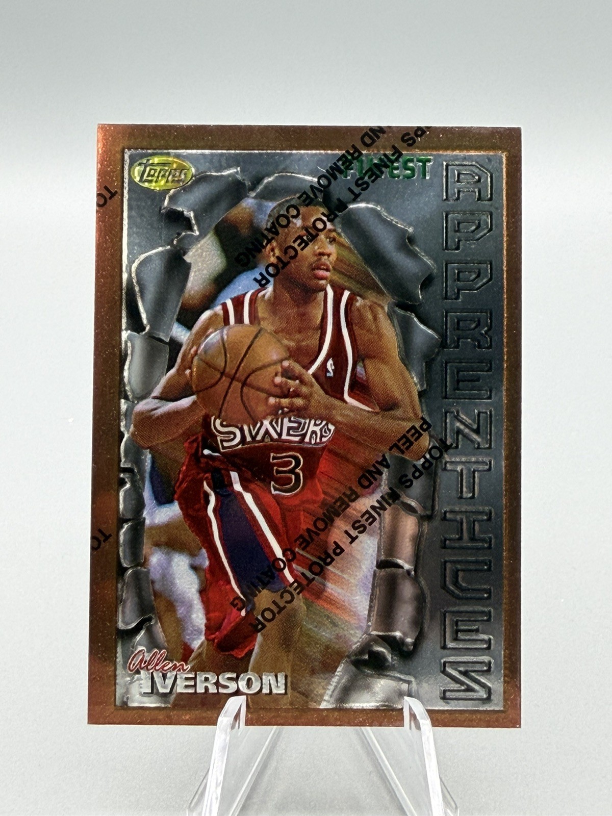 1996 Topps Finest Allen Iverson Bronze With Coating Rookie RC #69 1996 Topps Finest Allen Iverson Bronze With Coating Rookie RC #69