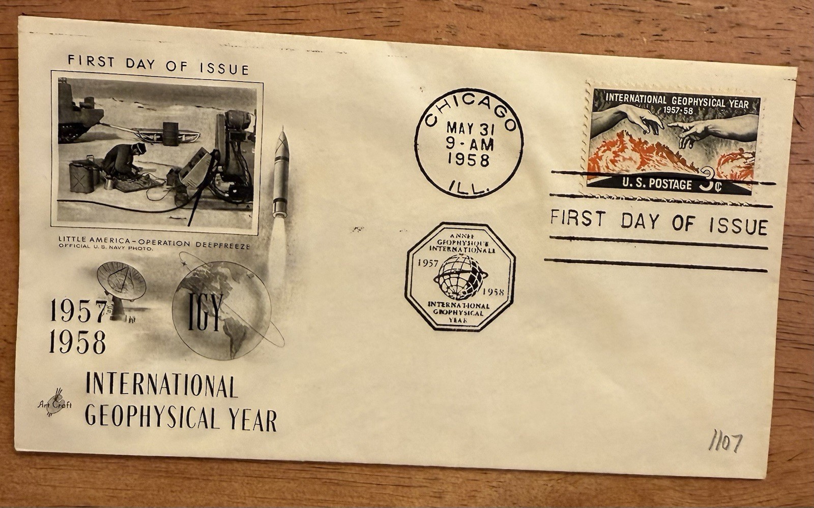 1958 International Geophysical Year IGY Sc 1107 FDC with ArtCraft cachet