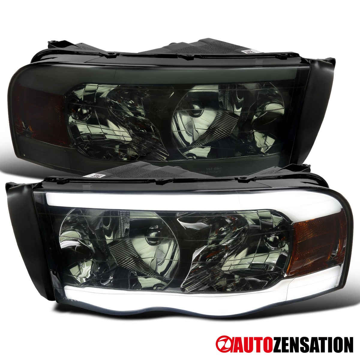 Fit 2002-2005 Dodge Ram 1500 2500 3500 Smoke LED Bar Headlights Lamps Left+Right Fit 2002-2005 Dodge Ram 1500 2500 3500 Smoke LED Bar Headlights Lamps Left+Right