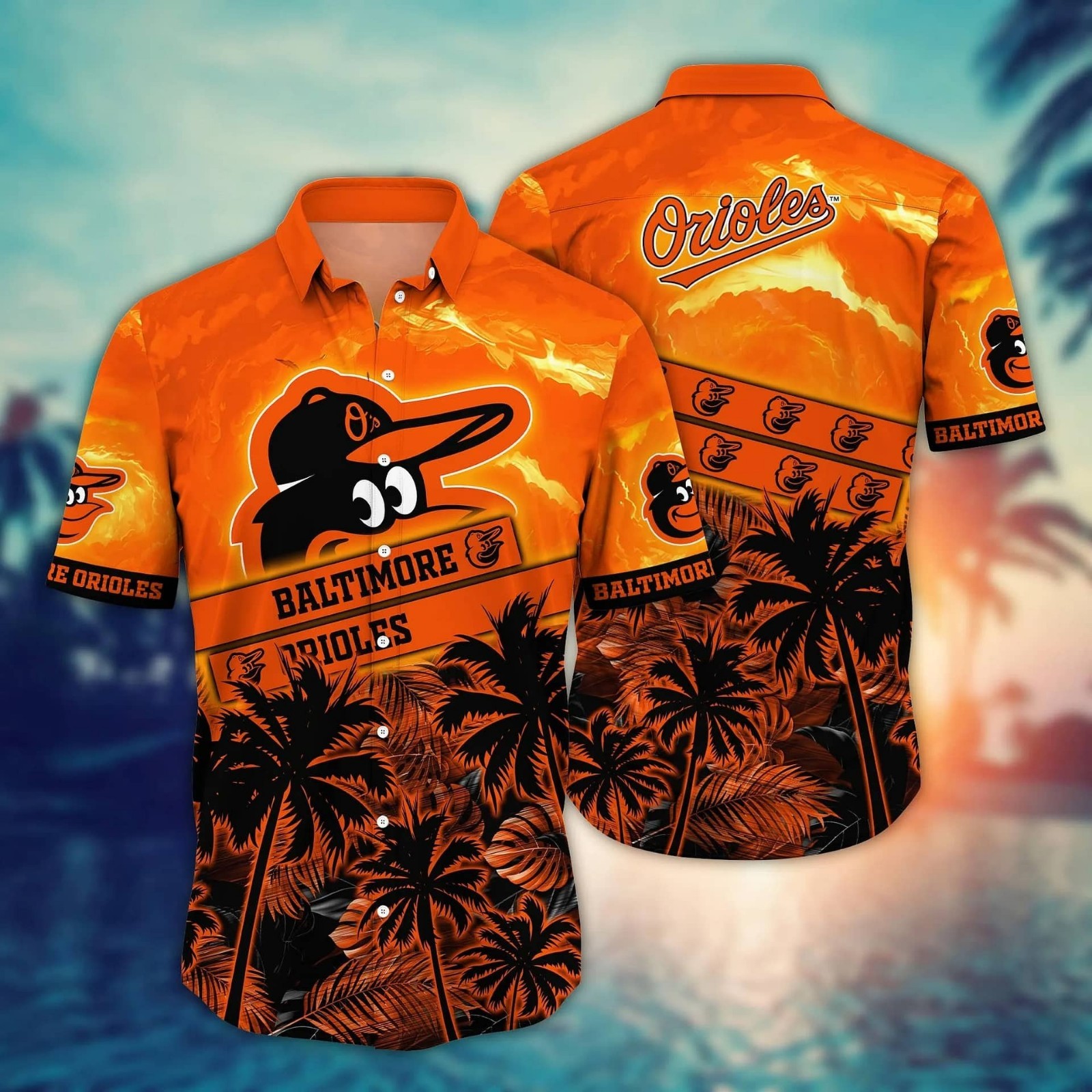 Baltimore Baseball Team Orioless Hawaiian Button Down Shirt Unisex Adults S-5XL