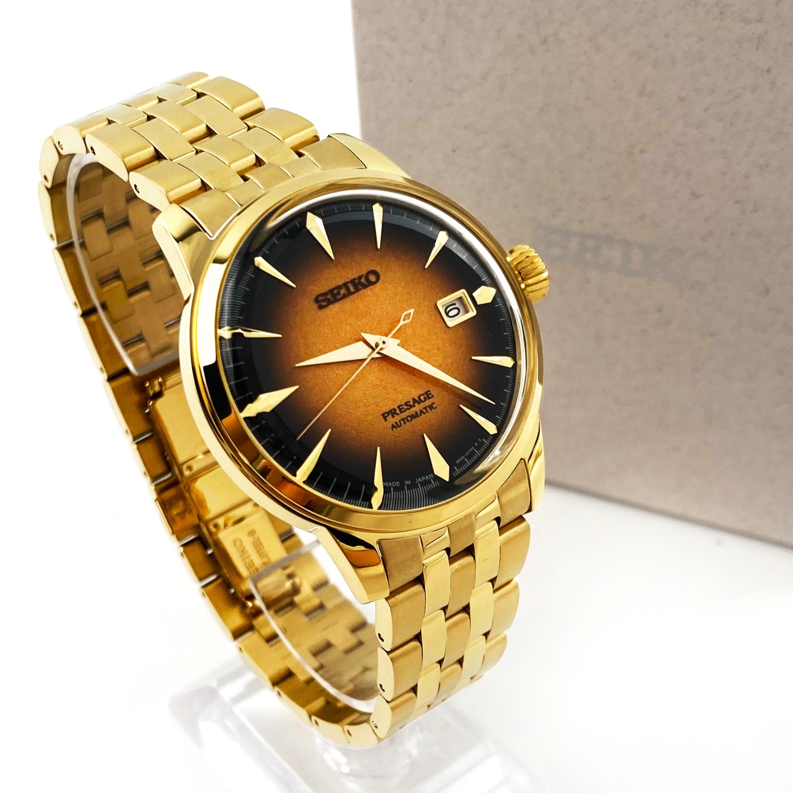 Seiko Presage Cocktail Time 40.5mm Gold Dial Automatic Men\'s Watch SRPK48
