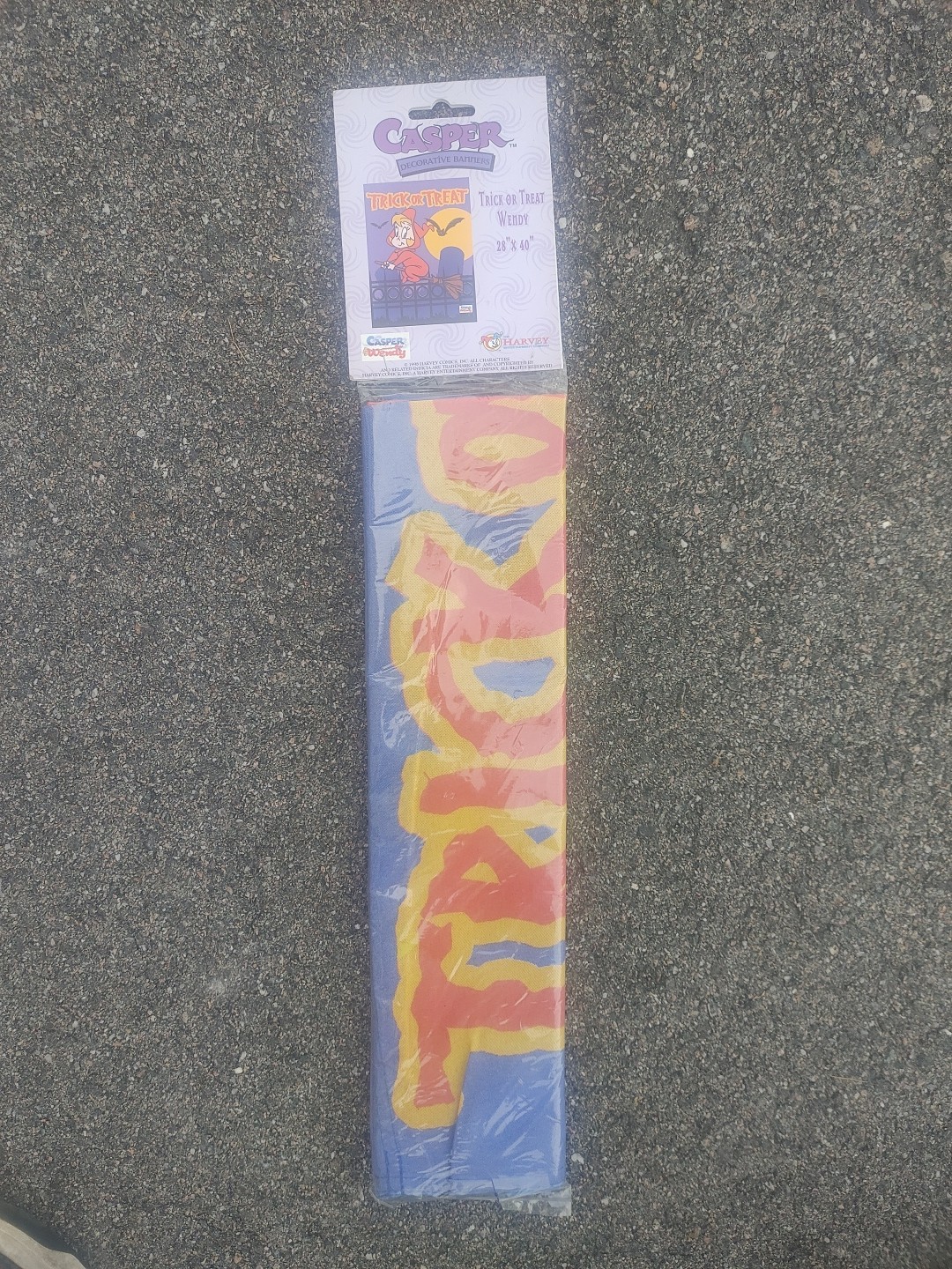VTG Vintage CASPER & WENDY Trick Or Treat Wendy Halloween Yard Flag 28\ VTG Vintage CASPER & WENDY Trick Or Treat Wendy Halloween Yard Flag 28\
