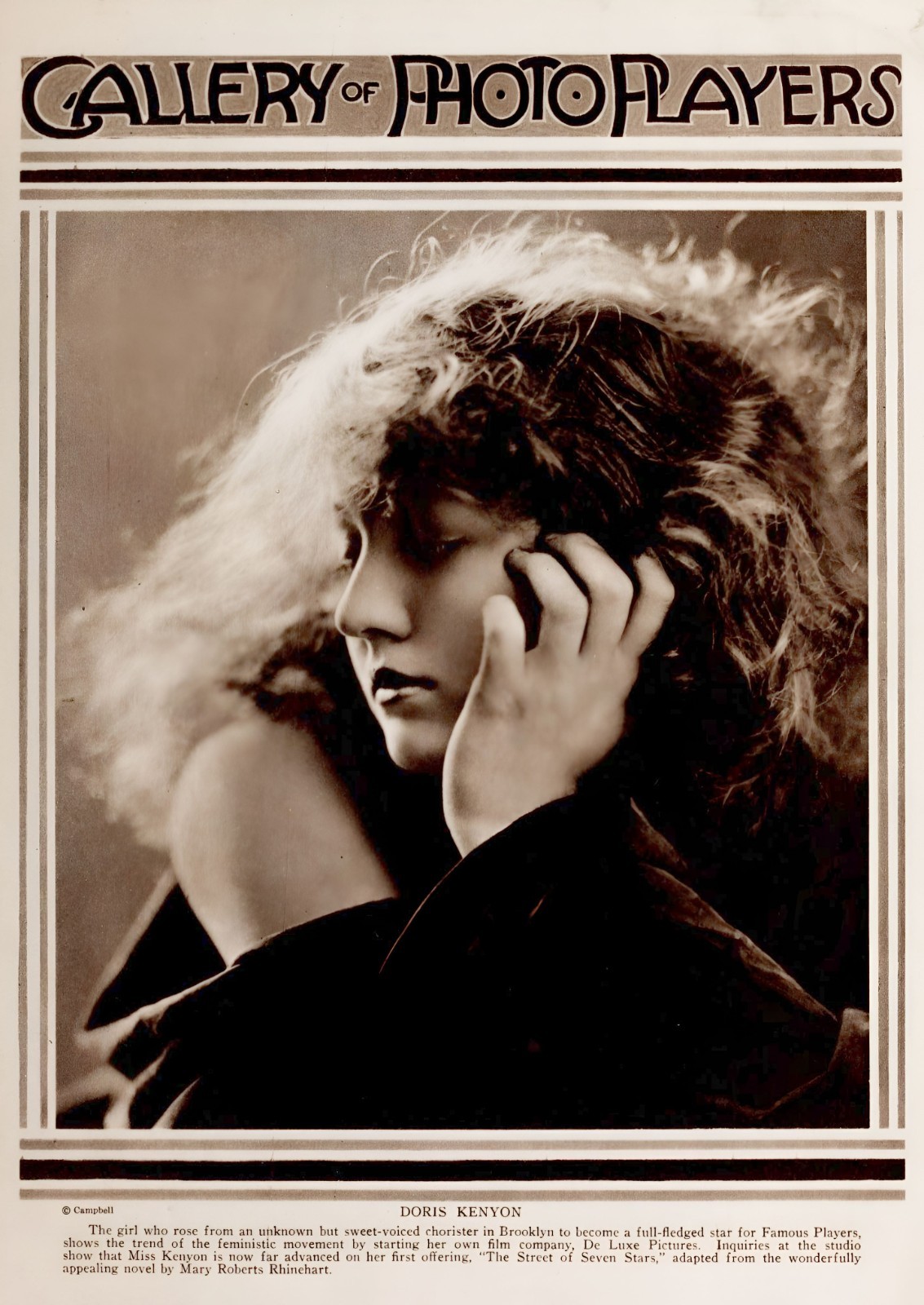 DORIS KENYON - Early Silent Movie Star in 1917 - 5 x 7 in Reprint DORIS KENYON - Early Silent Movie Star in 1917 - 5 x 7 in Reprint