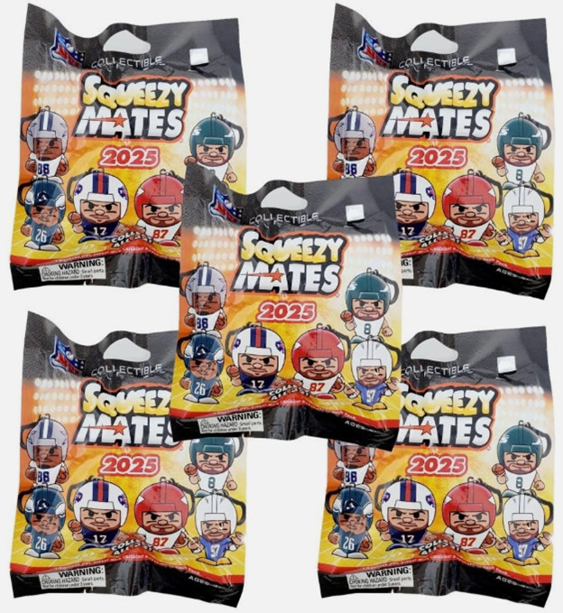 NFL SqueezyMates  2025 Series 7 Carabiner Keychains - Lot of 5 Blind Packs - NEW