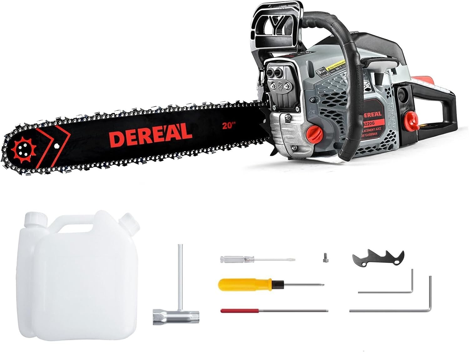 Gas Chainsaw 62CC 20 Inch Chains*2 Petrol Handheld Cordless Chainsaw 3.4HP 2
