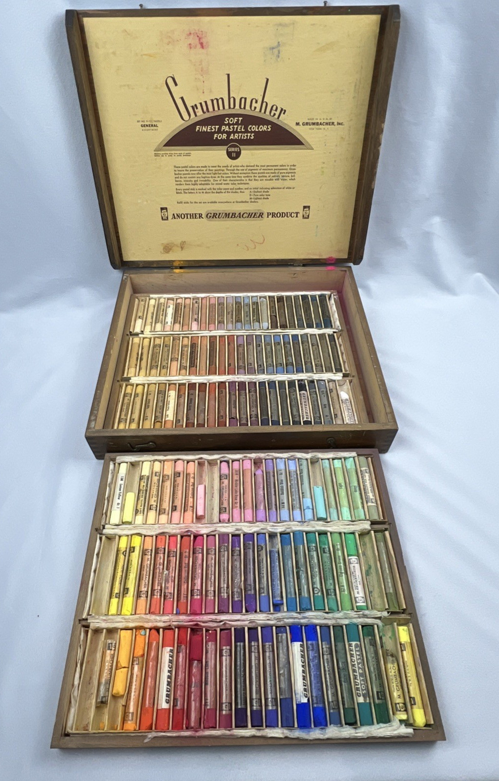 Vintage Grumbacher Finest Soft Pastels Set No 9 - 132 Assortment 2 Stacking Tray Vintage Grumbacher Finest Soft Pastels Set No 9 - 132 Assortment 2 Stacking Tray