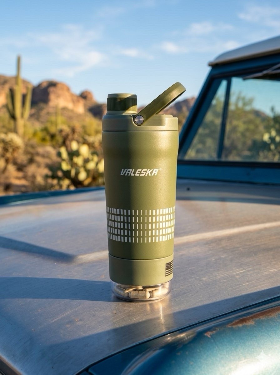 Valeska 24oz Insulated Stainless Steel Travel Mug Tumbler with Storage NEW