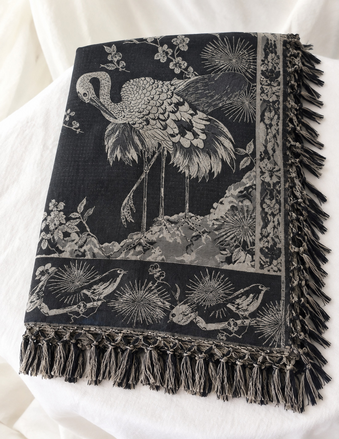 Luxury Jodhpur Indian Woven Throw\\bedspread Reversible Bird Floral   100” x 86\