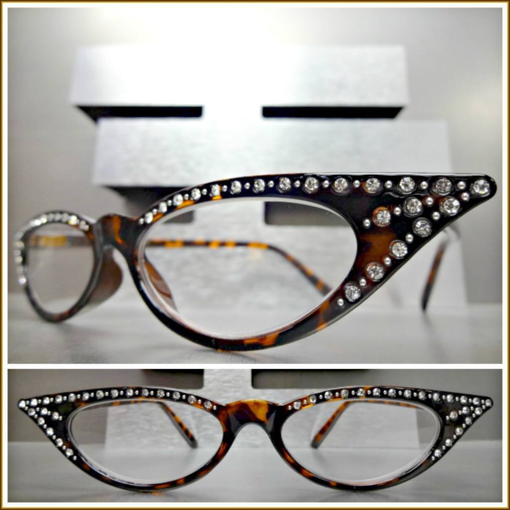 Women\'s Elegant Retro CAT EYE READING EYE GLASSES READERS Bling Tortoise Frame