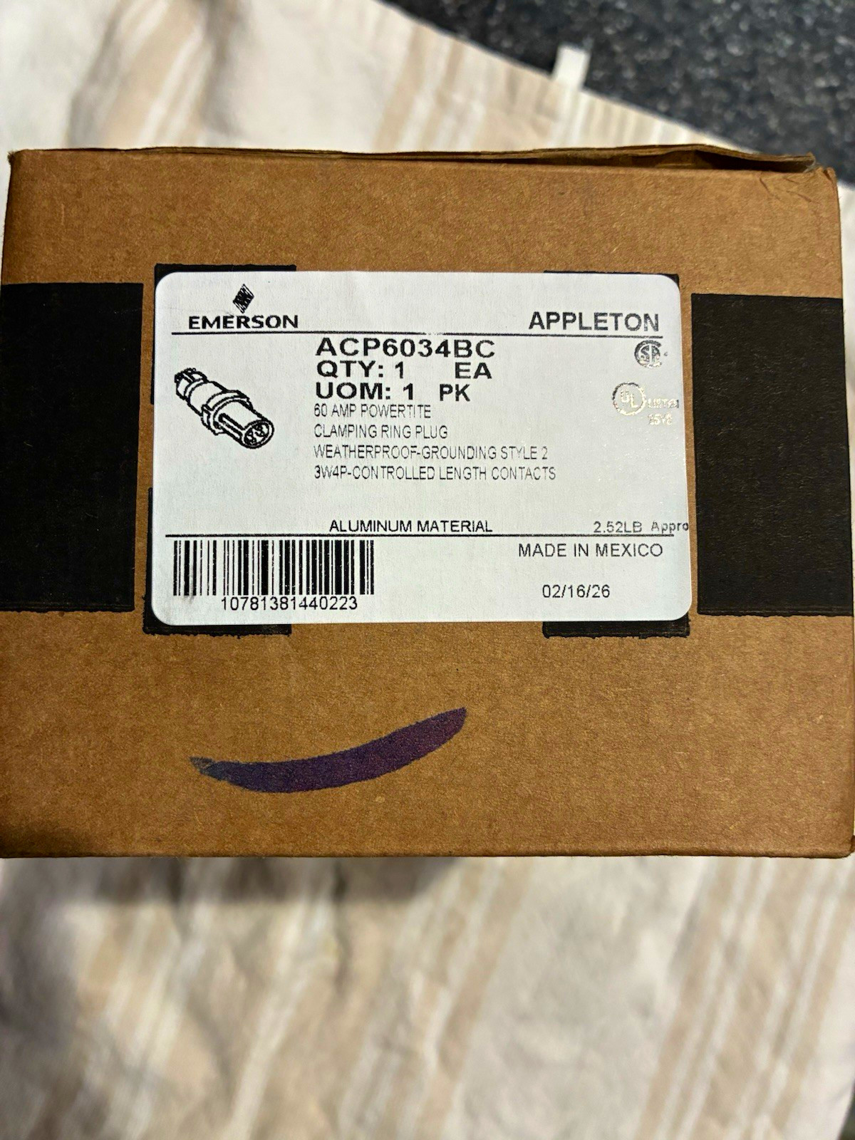 Appleton ACP6034BC 60A 600VAC IEC 60309 Weatherproof Grounding Plug Gray (3w-4p) Appleton ACP6034BC 60A 600VAC IEC 60309 Weatherproof Grounding Plug Gray (3w-4p)