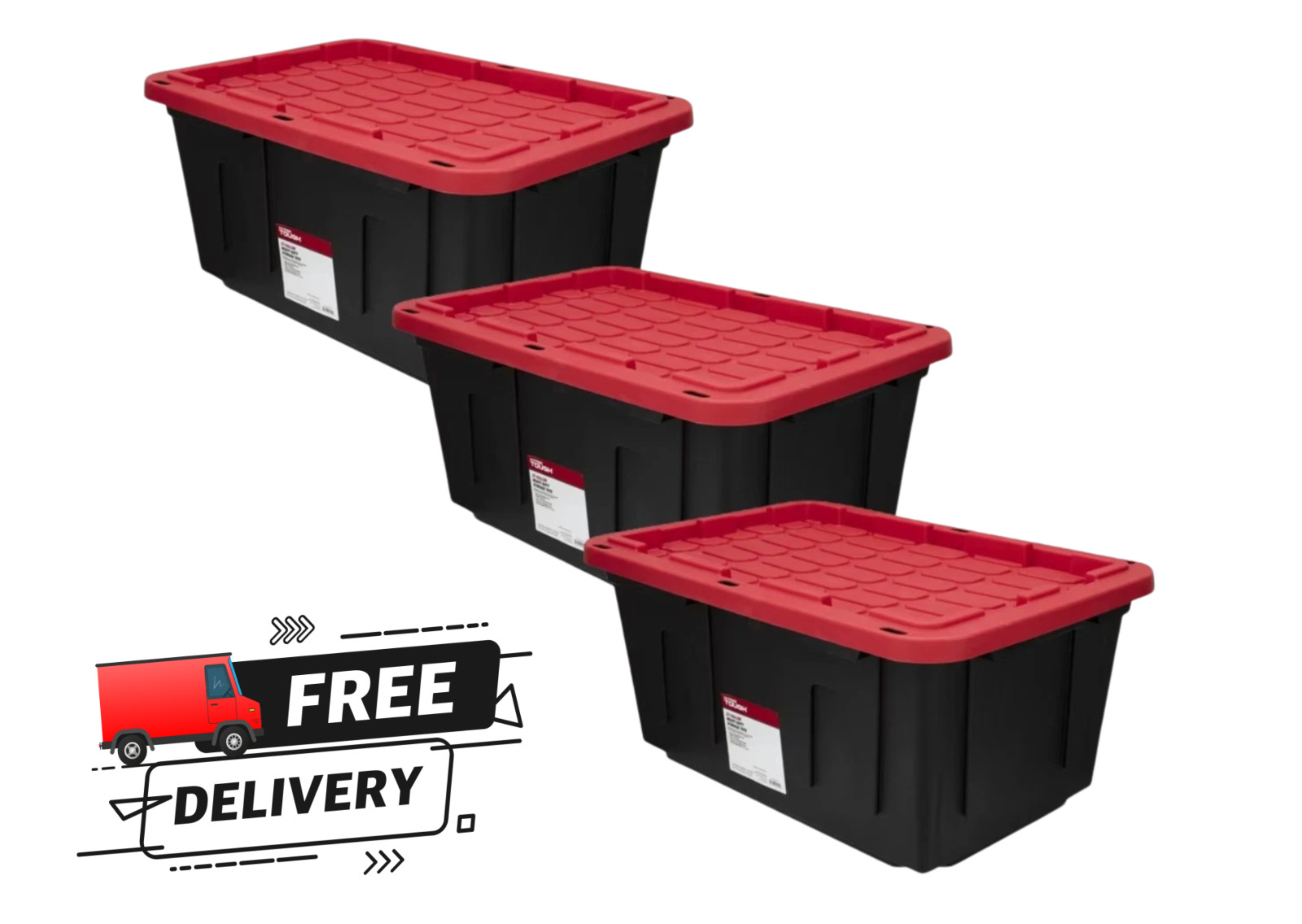 Hyper Tough 27 Gallon Snap Lid Plastic Storage Bin Container Pack of 3