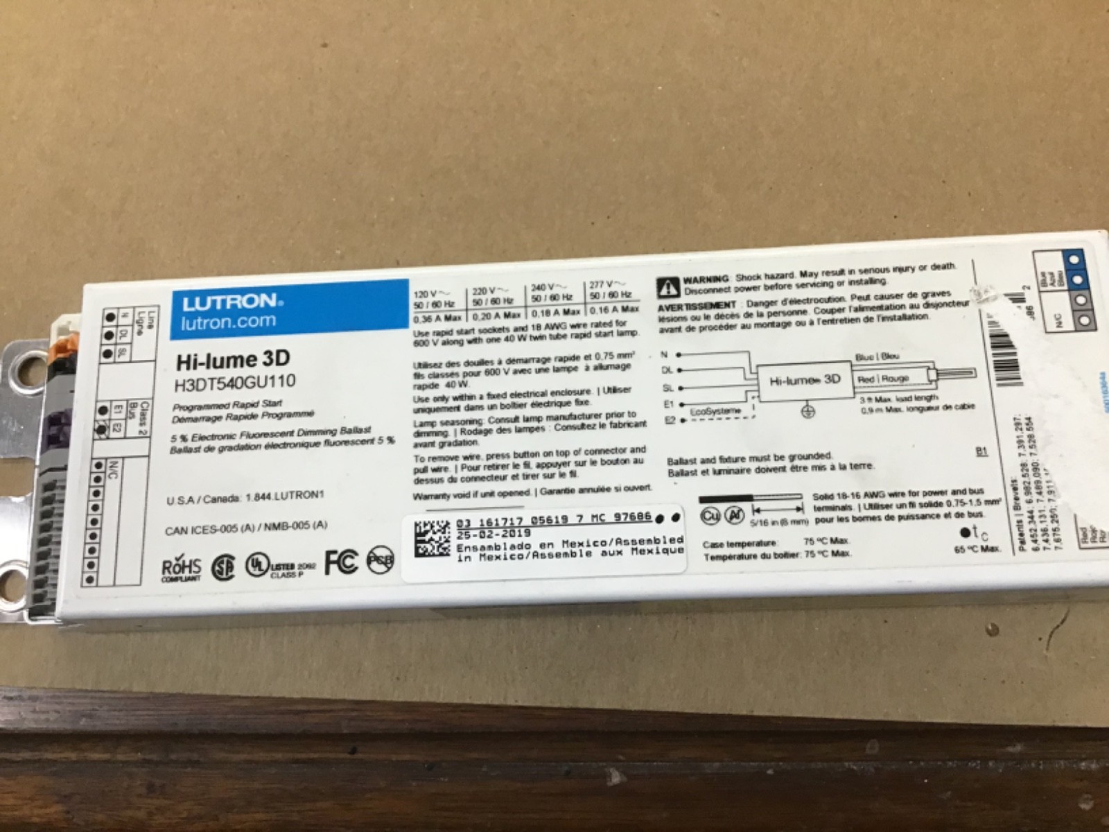 LUTRON H3DT540GU110 Hi-lume 3D 5% Dimming Ballast 120-277V For One F40t5 LUTRON H3DT540GU110 Hi-lume 3D 5% Dimming Ballast 120-277V For One F40t5