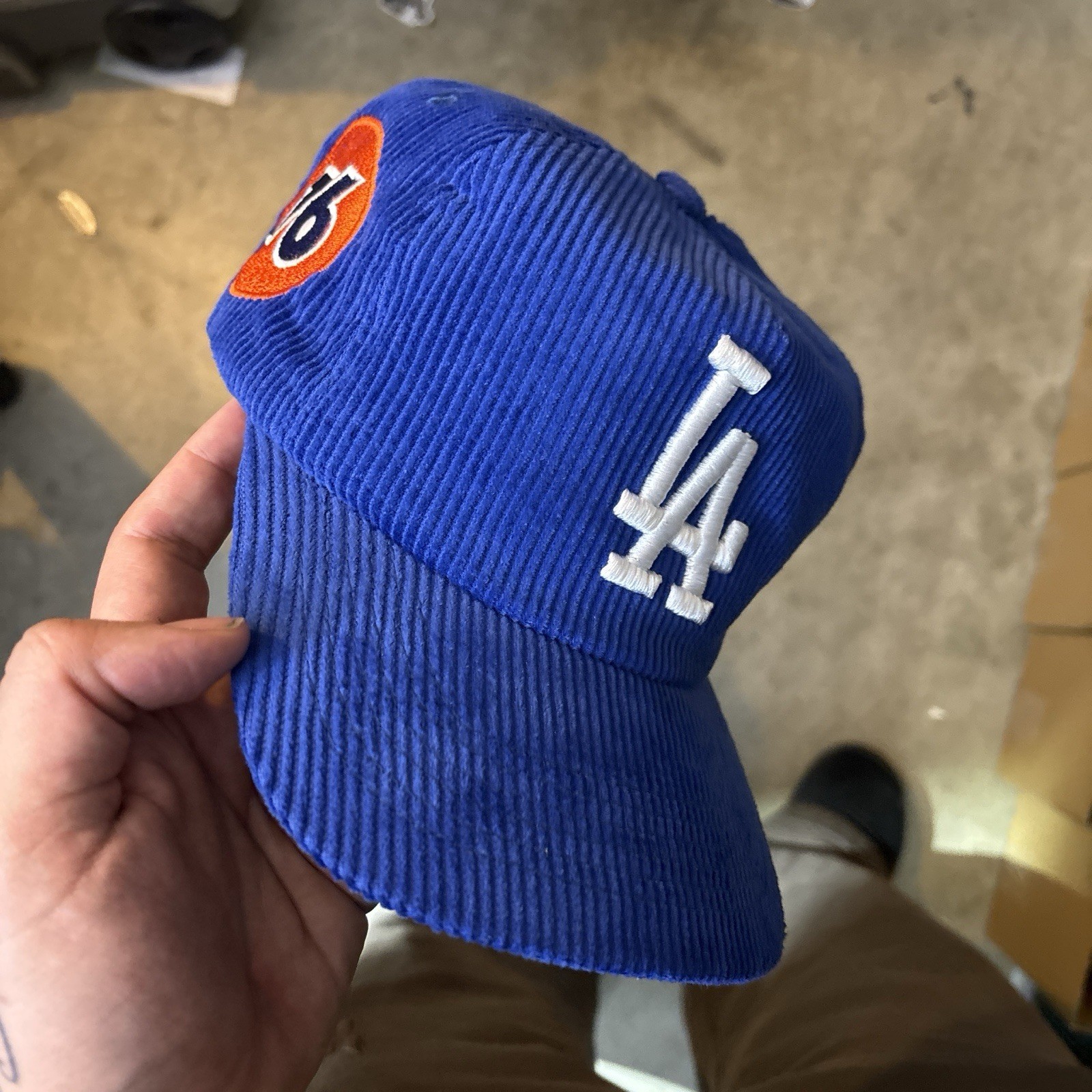Vintage Inspired Dodgers Corduroy SnapBack With 76 Gas Side Patch Vintage Inspired Dodgers Corduroy SnapBack With 76 Gas Side Patch