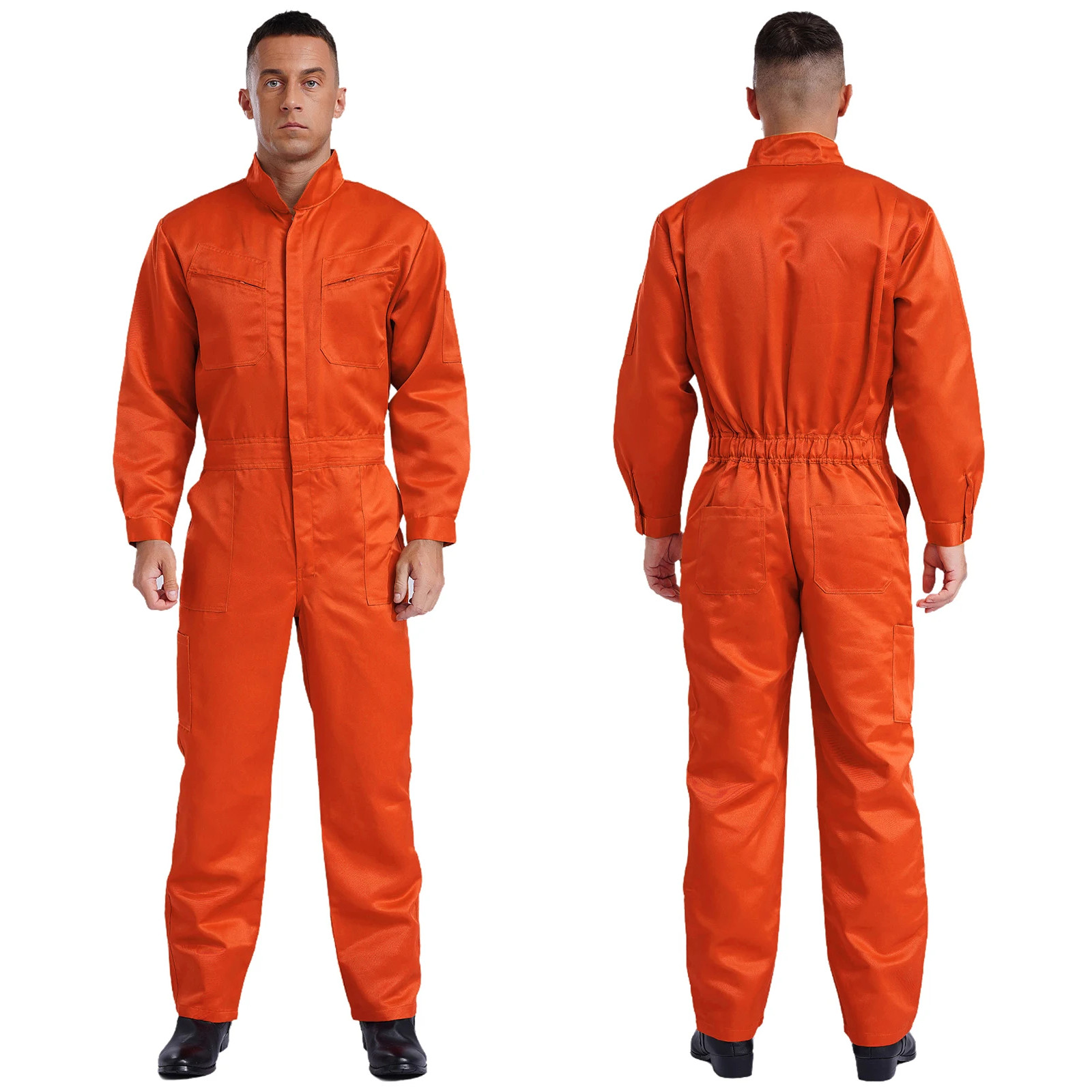 Men’s High Visibility Work Coveralls Reflective Tape Mechanic Jumpsuit Workwear