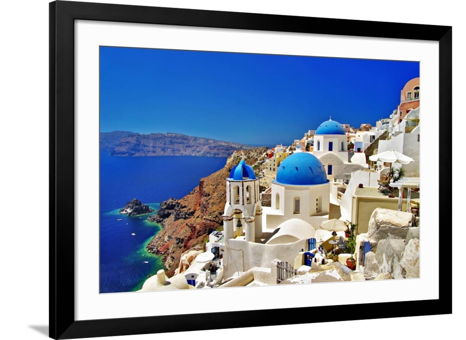 Art.com Amazing Santorini by Maugli-l Brown Framed Wall Art 44 x 32 in