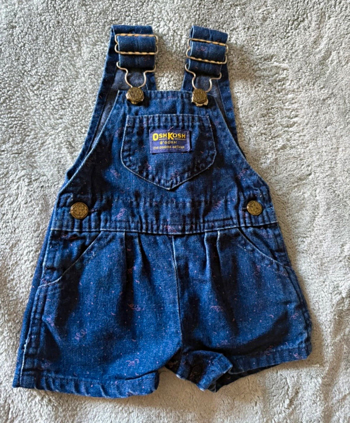 Vintage OshKosh B\'gosh Baby 3-6M Denim Confetti Short Overalls Vintage OshKosh B\'gosh Baby 3-6M Denim Confetti Short Overalls
