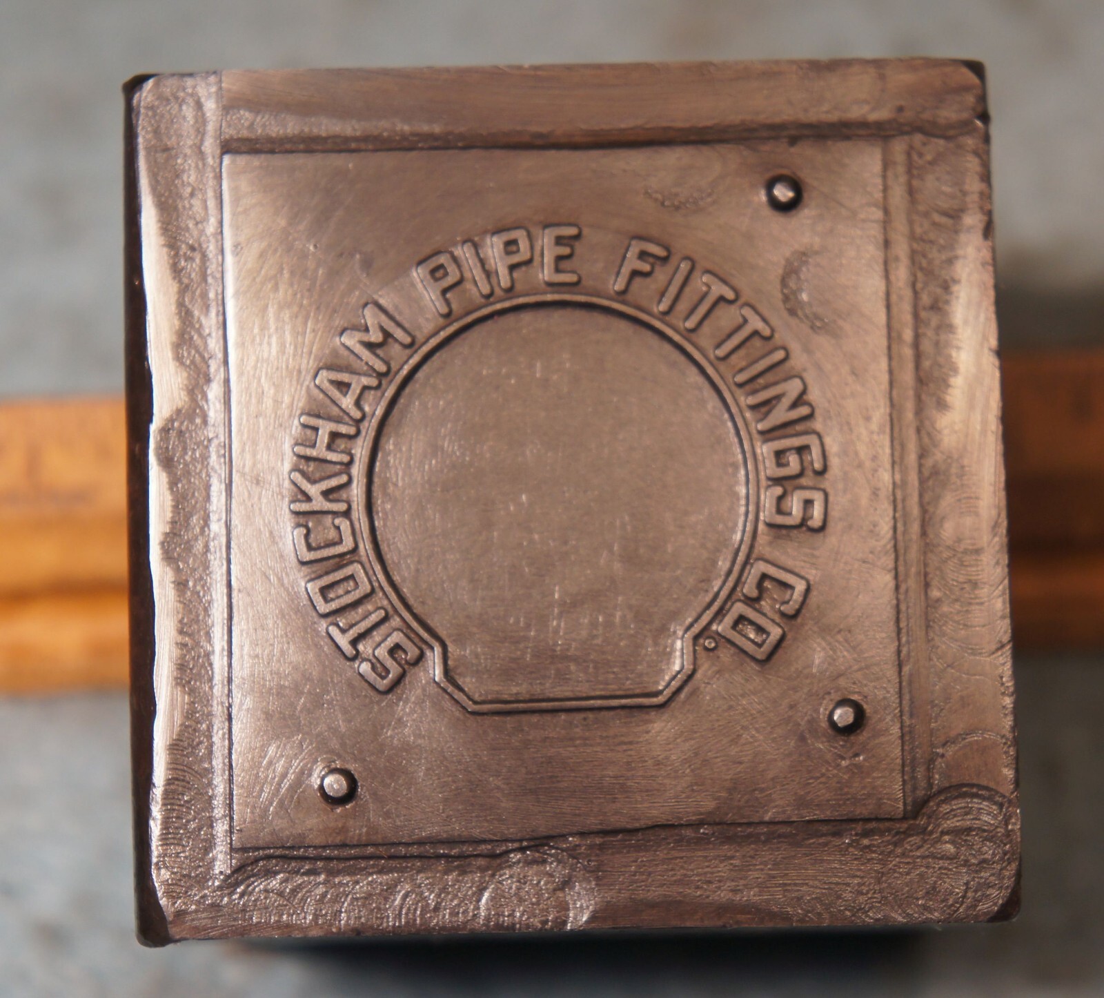1946 STOCKHAM PIPE FITTINGS CO Employee Badge STEEL STAMPING DIE Robbins RB829