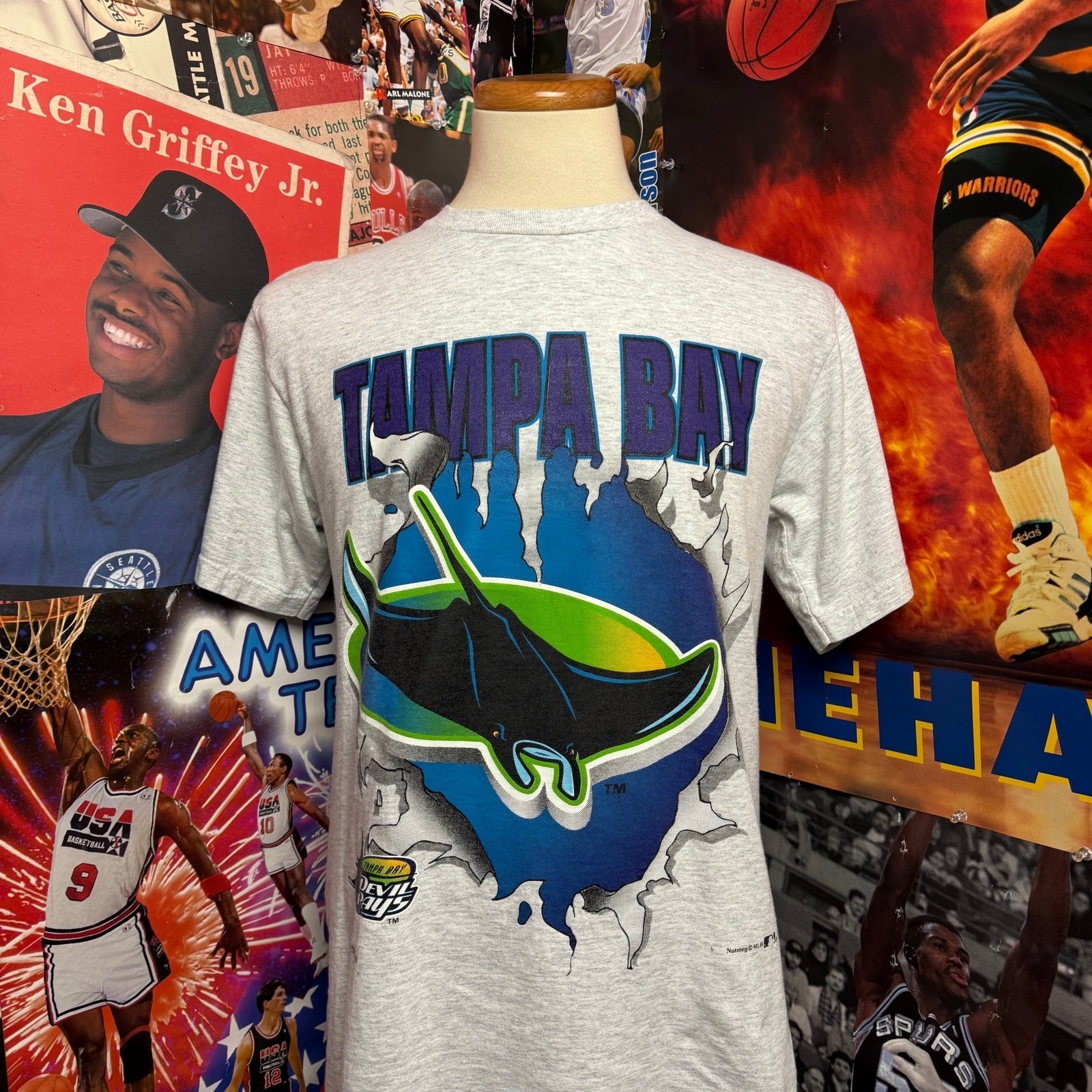 Vintage 90s Tampa Bay Devil Rays Nutmeg Breakthrough MLB Baseball Tee Sz Medium