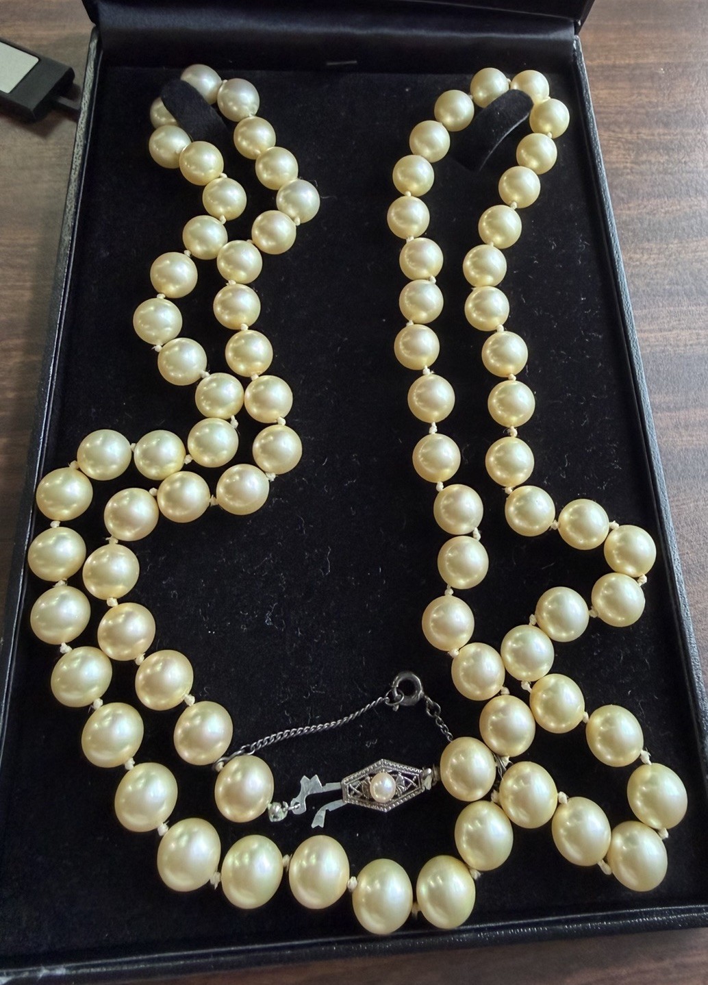 vintage sterling silver clasp Faux Pearl Necklace vintage sterling silver clasp Faux Pearl Necklace