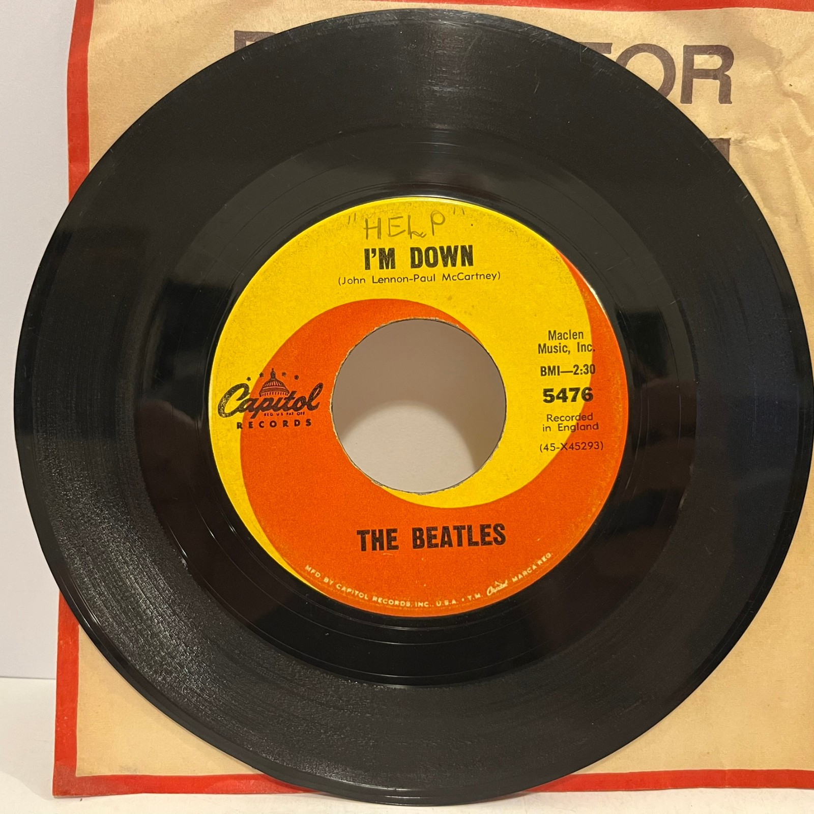 BEATLES - Help / I\'m Down (Rare Mislabel Error) - 7\