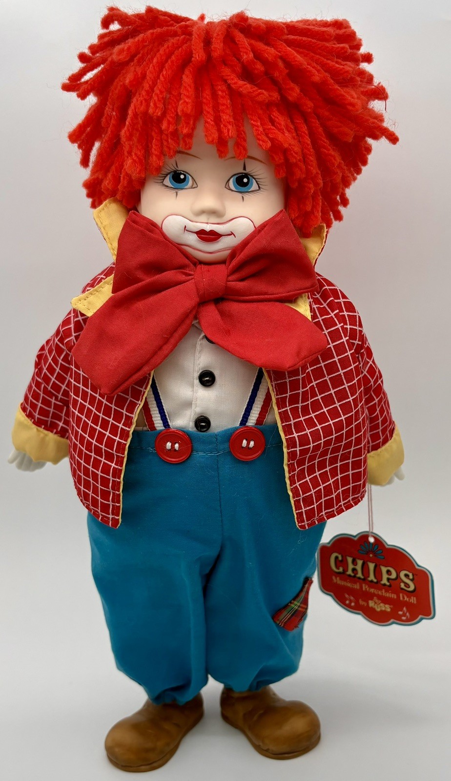 Vintage Russ CHIPS Musical Porcelain Clown Doll 4559 Send In Clowns Works Box Vintage Russ CHIPS Musical Porcelain Clown Doll 4559 Send In Clowns Works Box