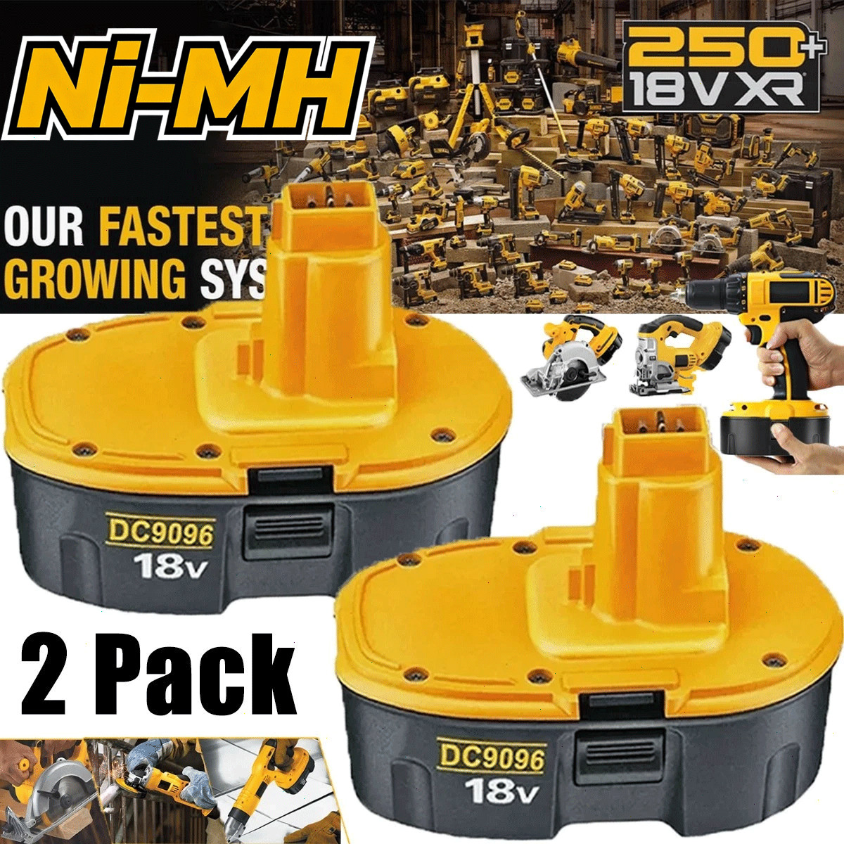 2/4PACK 18V Replace For Dewalt 18 VOLT XRP Ni-MH 4.5Ah Battery DC9096 DC9098 NEW