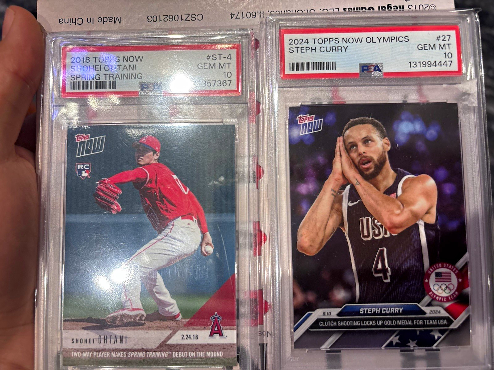 Topps Now/Now Olympics PSA 10 (2) Ohtani ST-4 RC, Curry #27 CHASE PACK