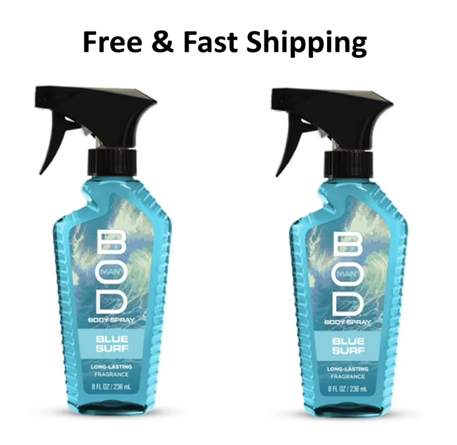 Bod Man Blue Surf Fragrance Body Spray, 8 fl oz 2 pack