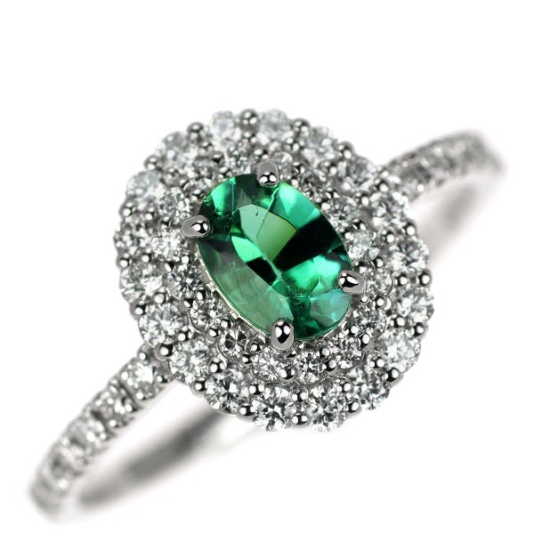 Brand New Rare Pt950 GIA Straight Green Brazilian Paraiba Tourmaline Diamond Rin
