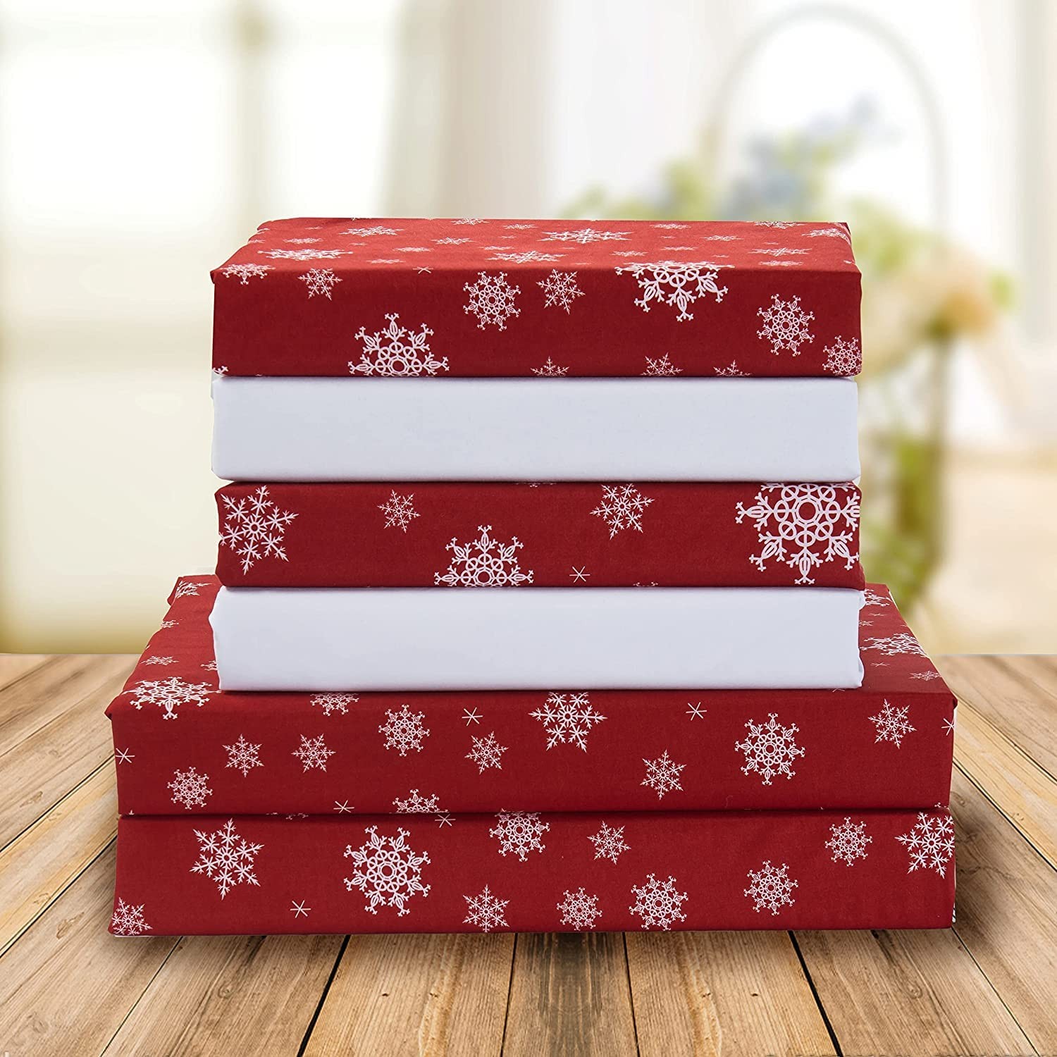 Elegant Comfort 4-Piece Sheet Set Twin XL - Snow Flake Burgundy